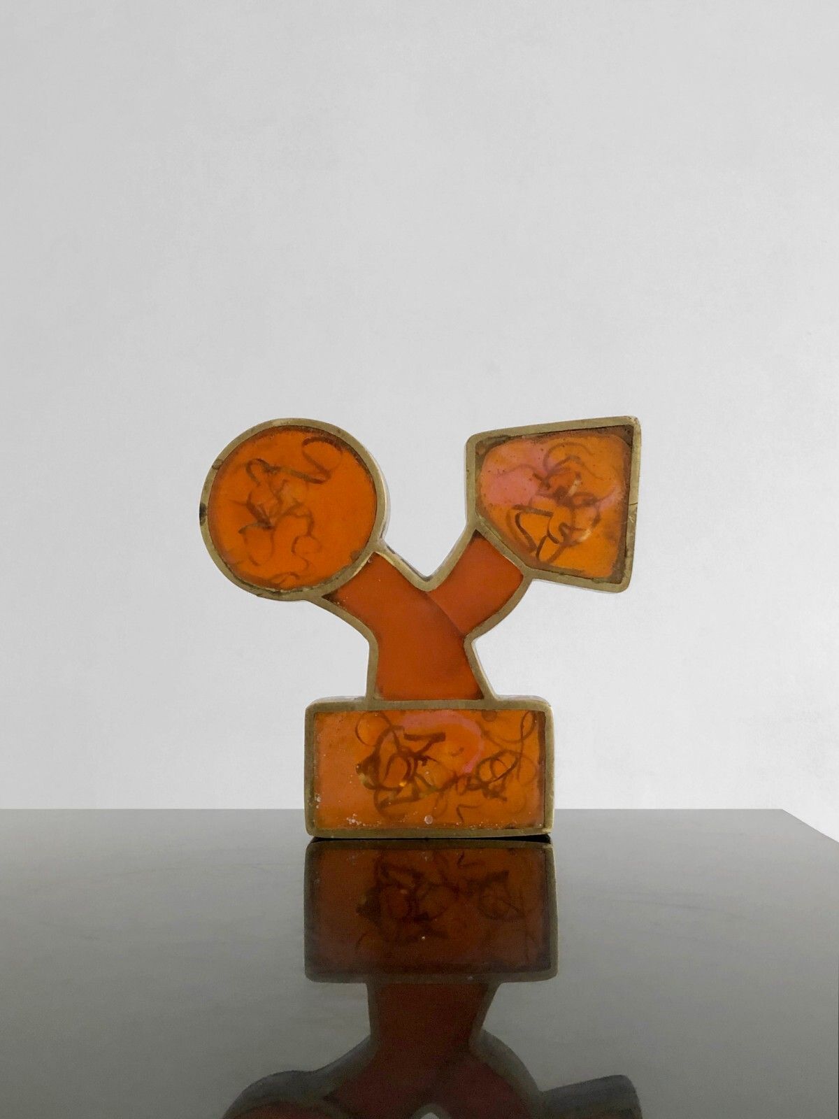 1970 Sculpture Fractal Resin Inclusion Pop Bronze & Plexiglas Lucite Giraudon photo 505.0