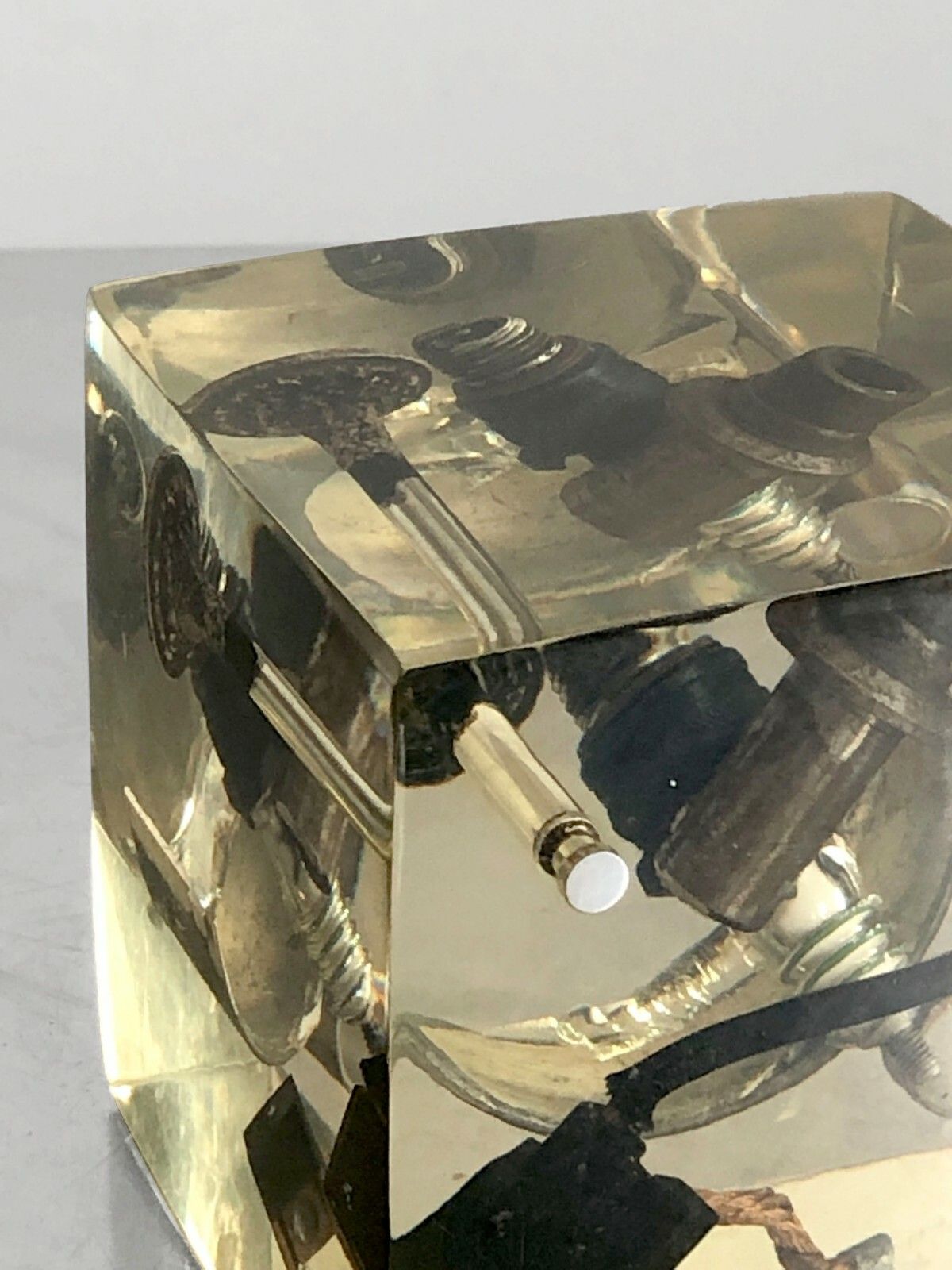 1970 Stone Giraudon Inclusion Shabby Chic Modernist Lucite Fractal Resin photo 337.0