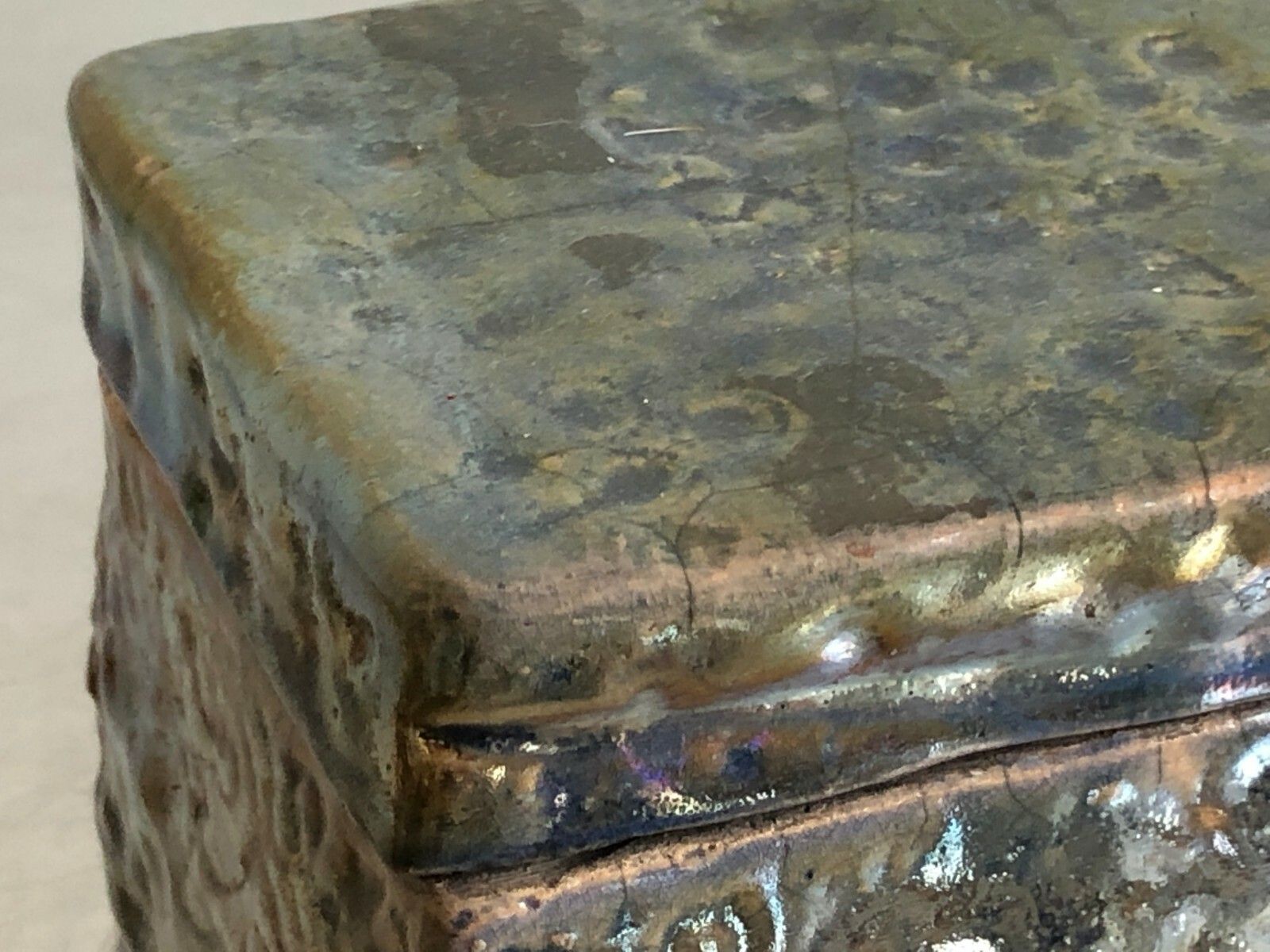 photo for sale 1990 Iriseed Art Deco Ceramic Box Raku Shabby Chic Garouste Bonetti Belliard