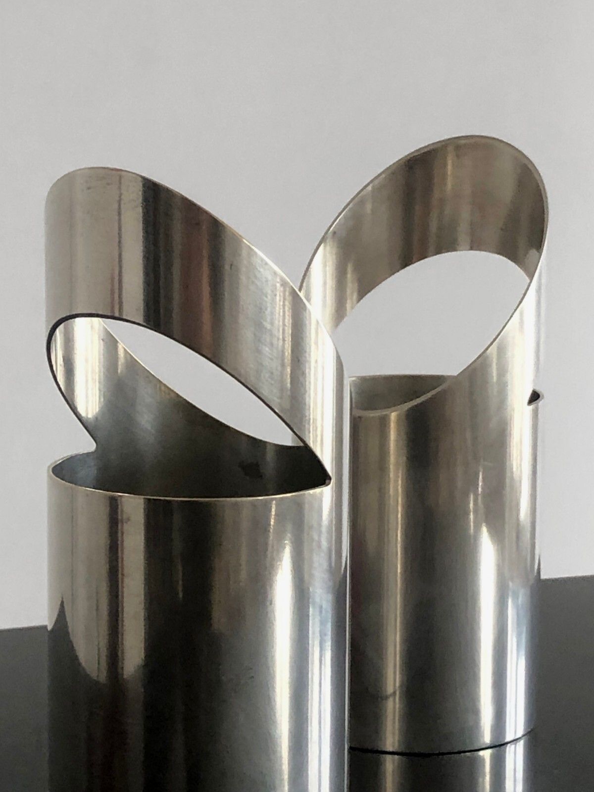 1970 Paolo Cats 2 Vases Modernist Silver Metal Christofle Sabattini Gaul photo furniture
