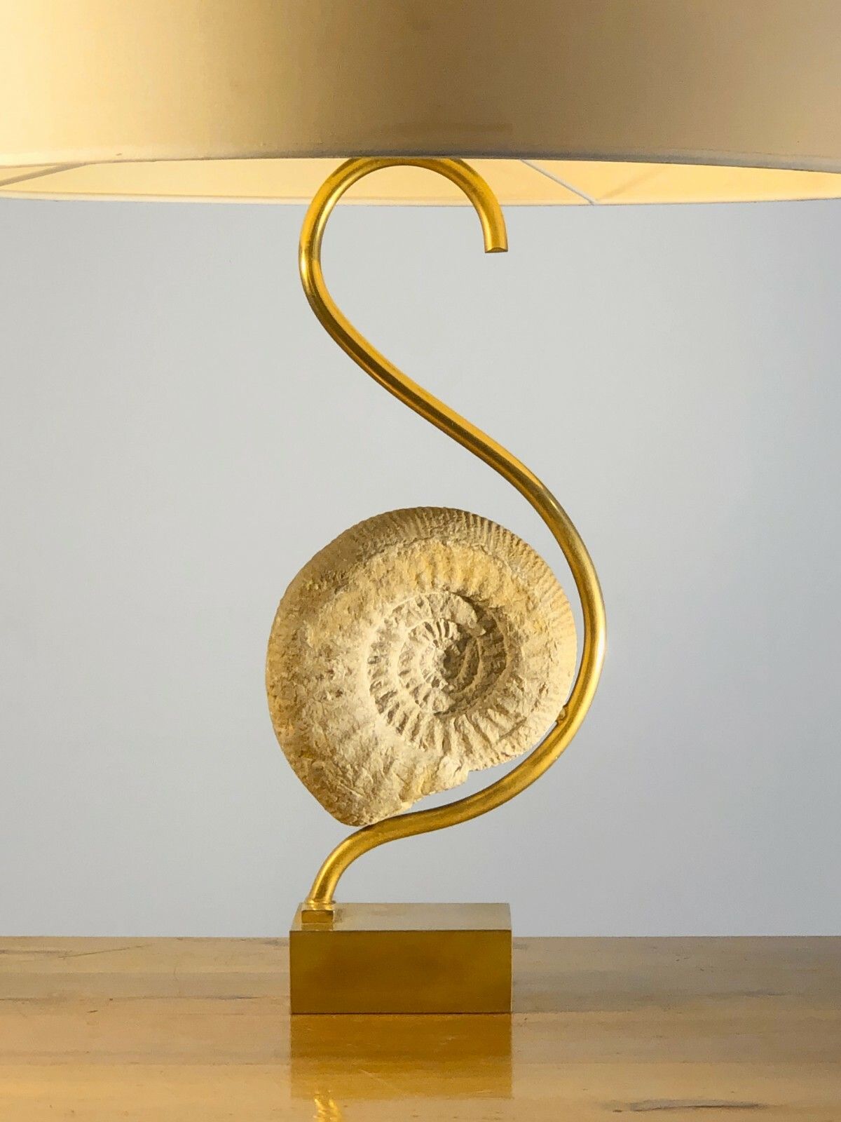 1970 Ammonite Art Deco Shabby Chic Modernist Lamp Willy Daro Jansen Pergay photo for sale
