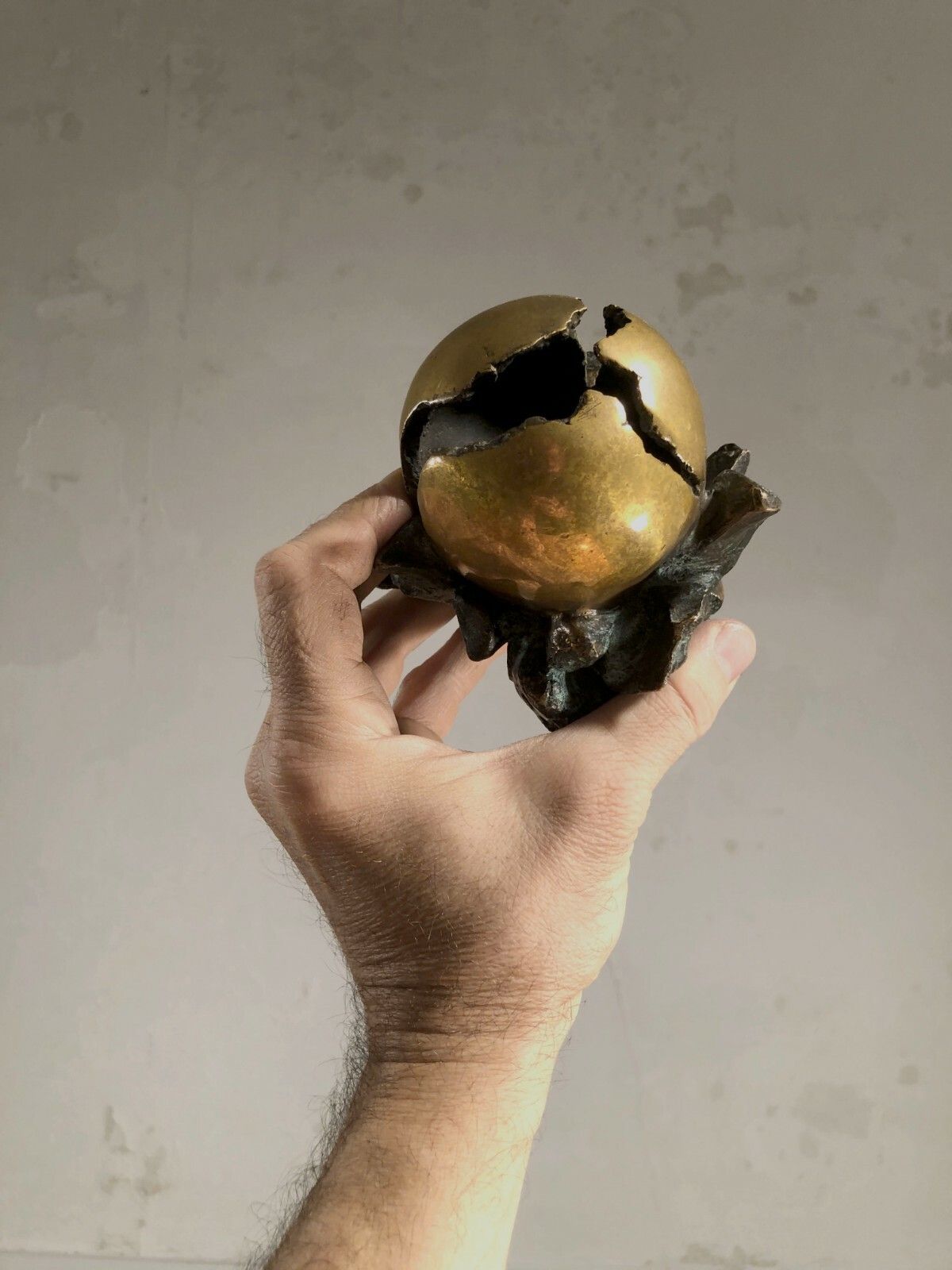 1970 Anita Tullio Sphere Sculpture Bronze Brutalist Postmodernist Shabby Chic