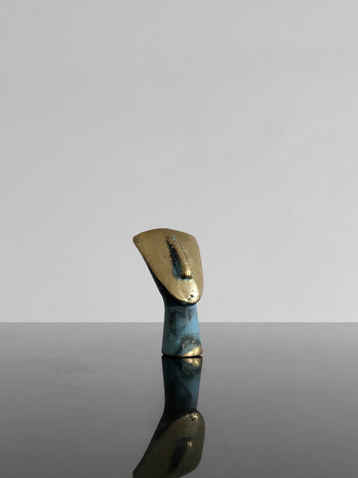1970 Sculpture Oceanian Bust Miniature Bronze Shabby Chic Brutalist Tribal