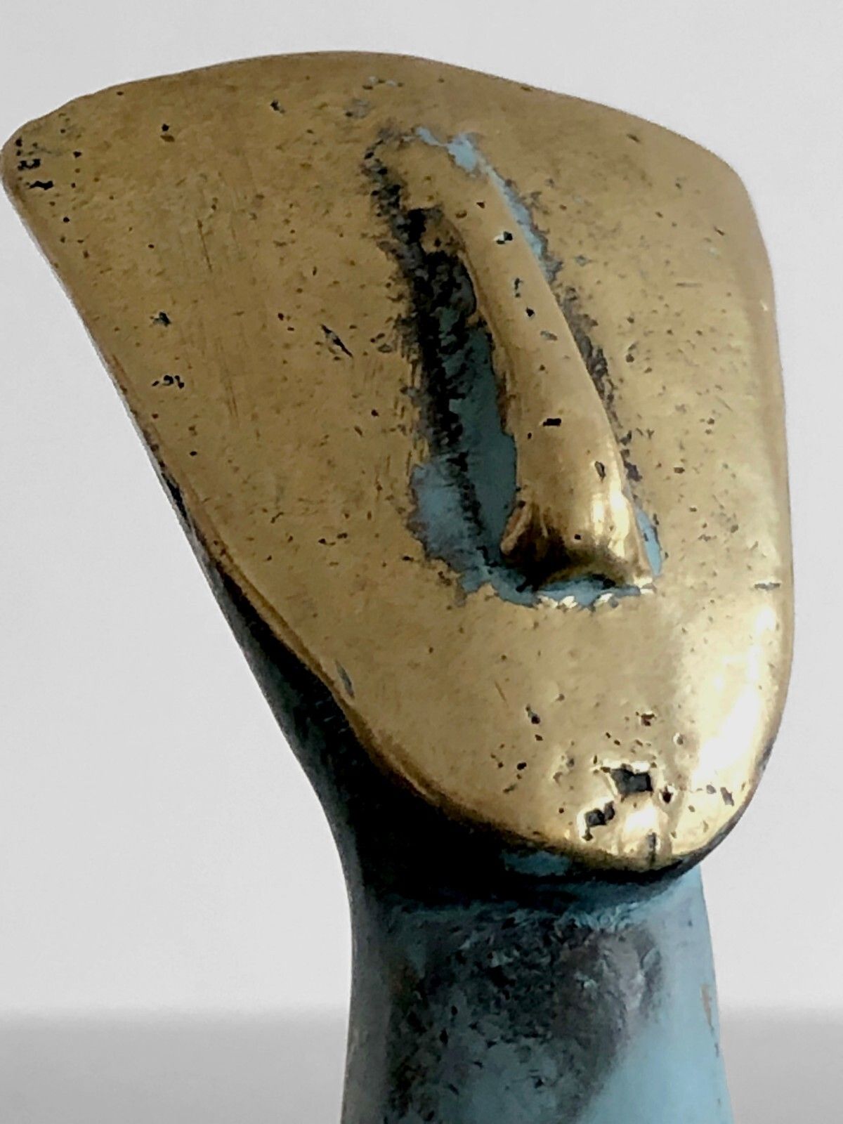 1970 Sculpture Oceanian Bust Miniature Bronze Shabby Chic Brutalist Tribal photo buy