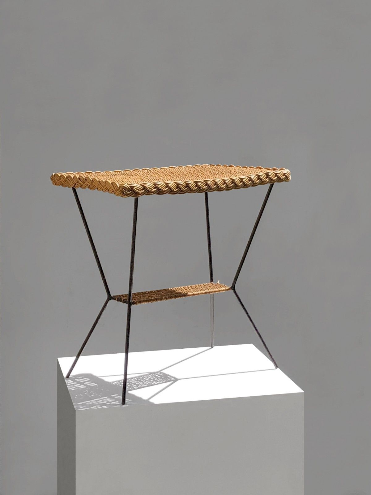 1950 Modernist Rattan Coffee Table Reconstruction Hitier Mategot Gascoin Sognot