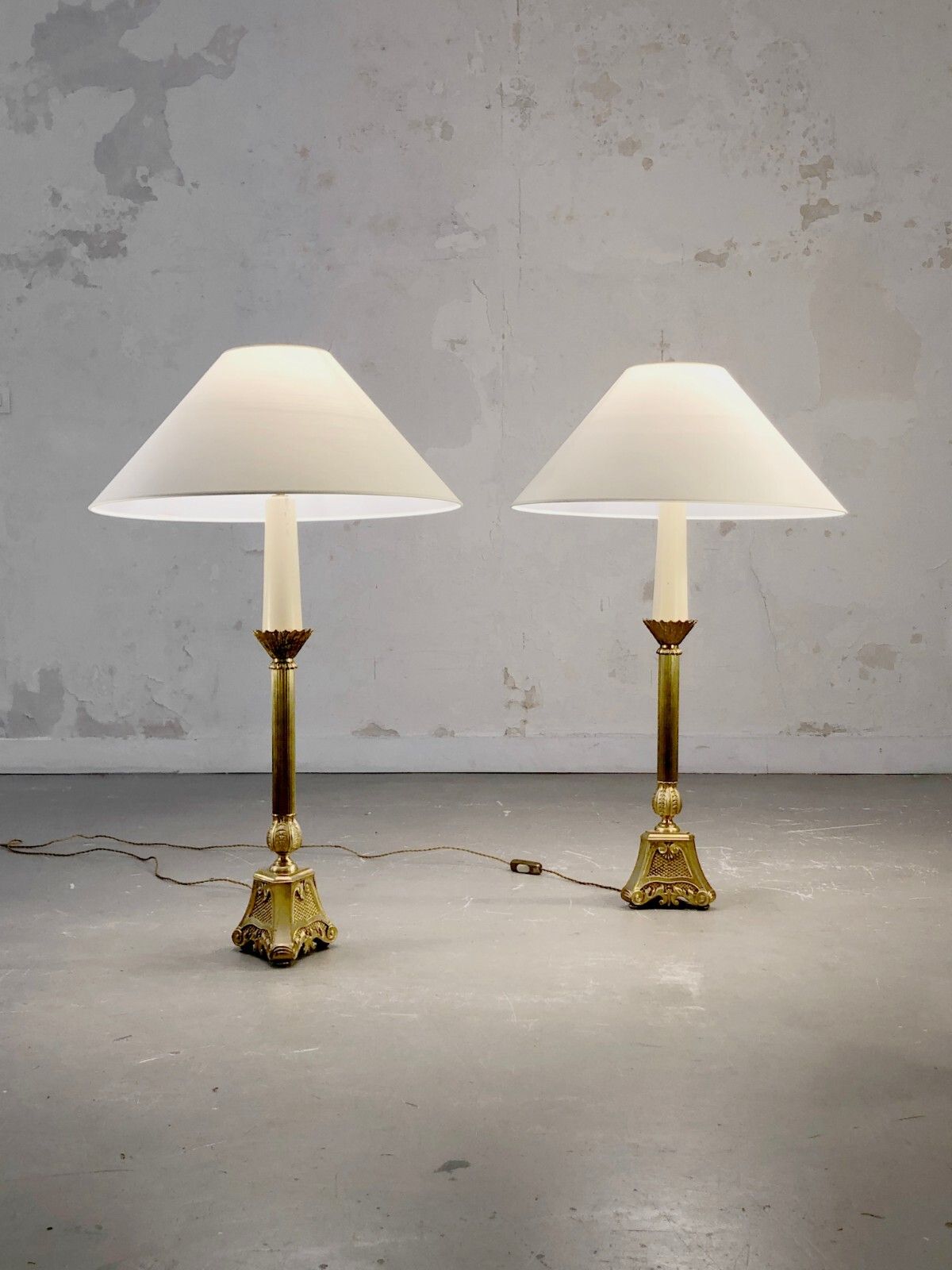 1960 & XIX 2 Shabby Chic Baroque Neo Classical Empire Lamps Jansen Versace