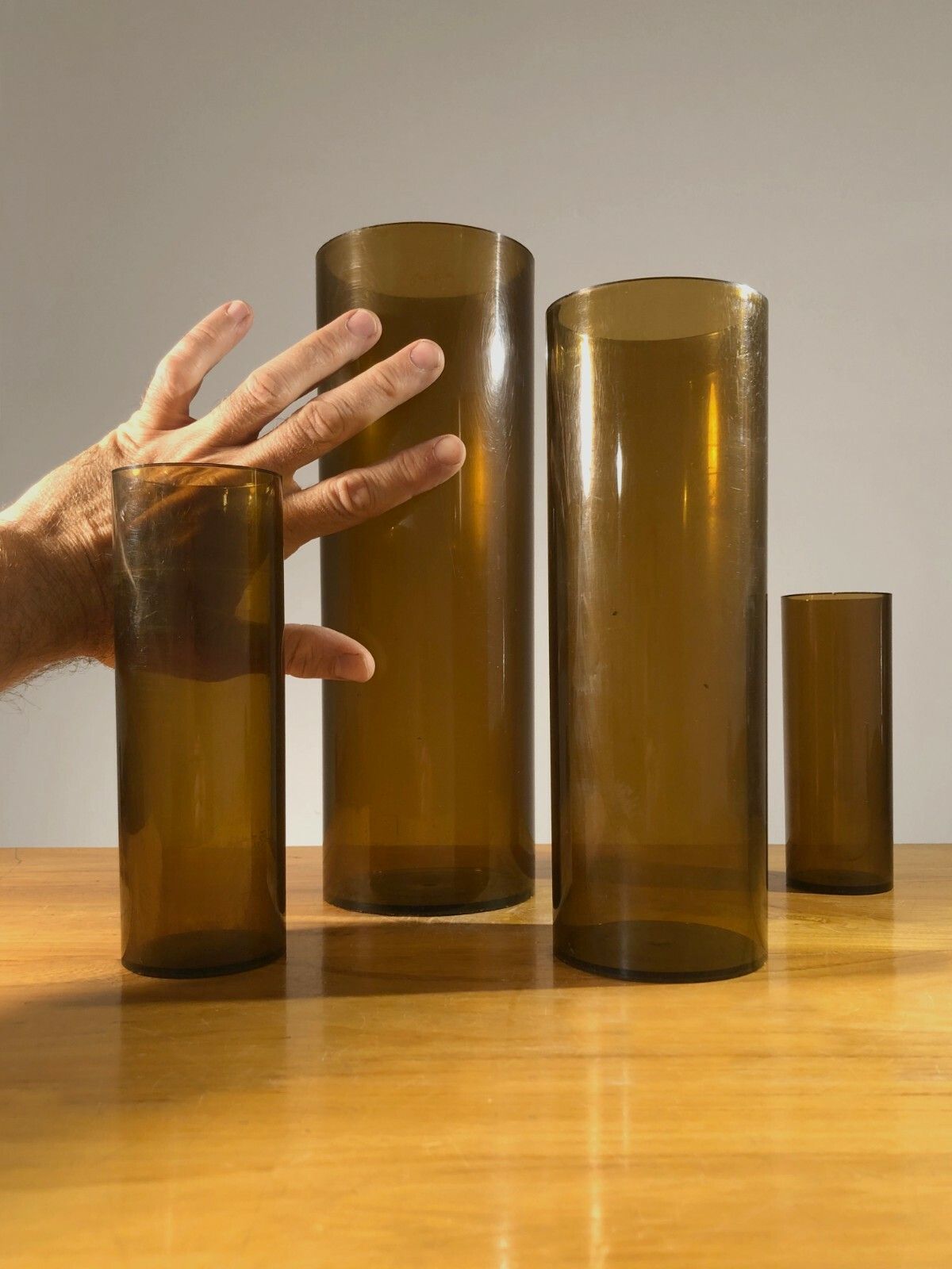 1970 Jackques Bedat 4 Vase Post Modernist Pop Shabby Chic Lucite Plexiglas photo 337.0