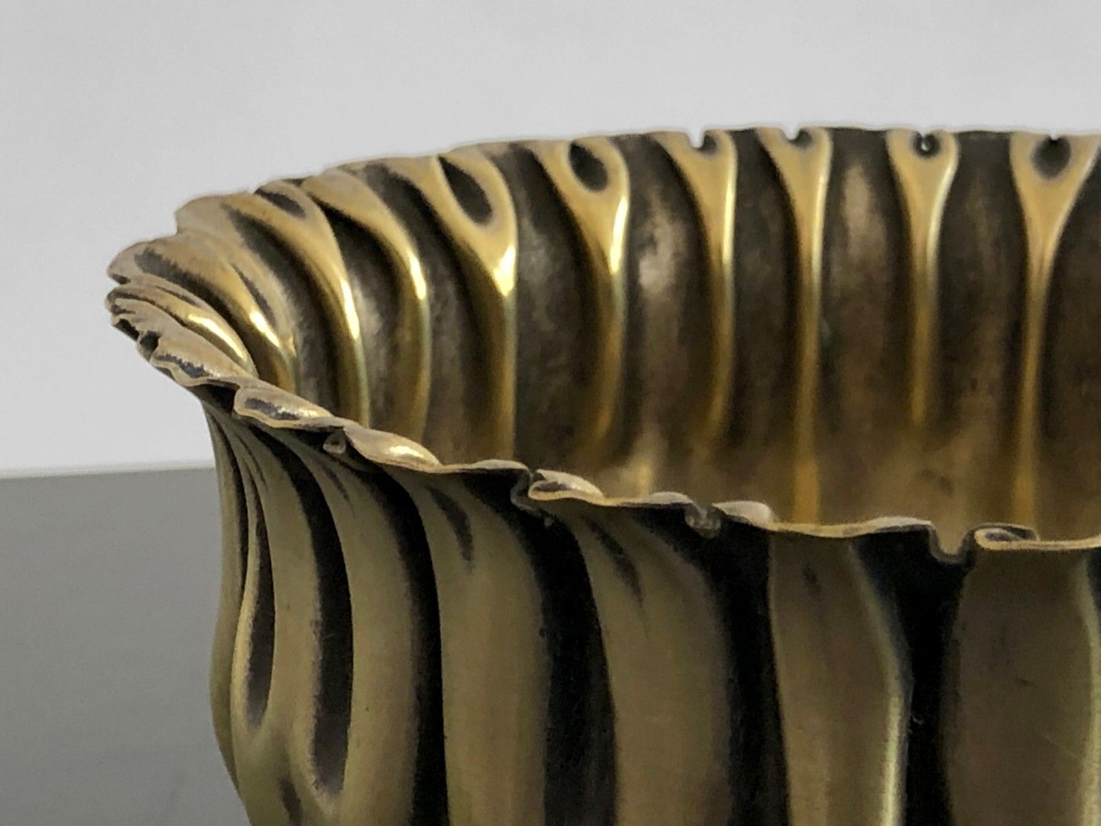 1970 Christofle Jansen Pergay Romeo Brass Pleated Cut Bronze Shabby Chic photo furniture