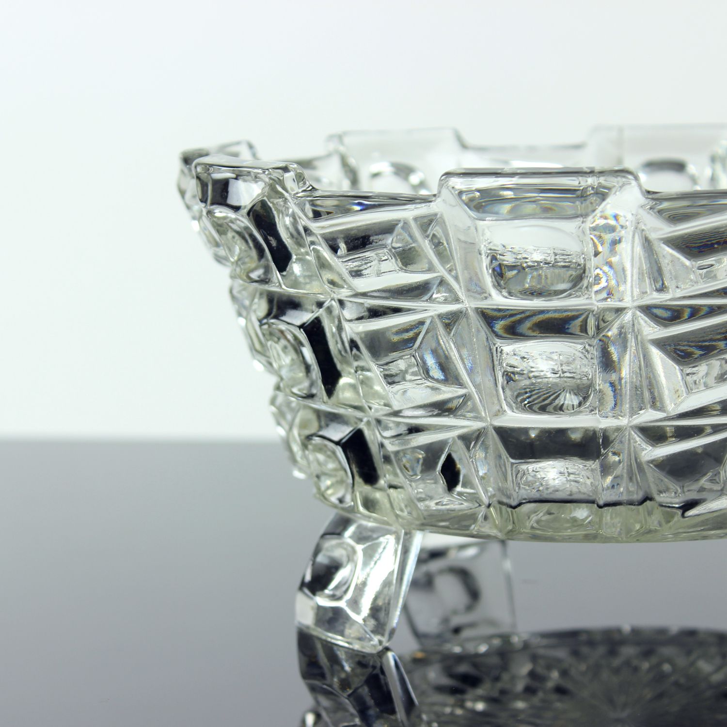 Set Of Two Art Deco Pressed Glass Bowls By Libochovice, Czechoslovakia, 1930s photo for sale