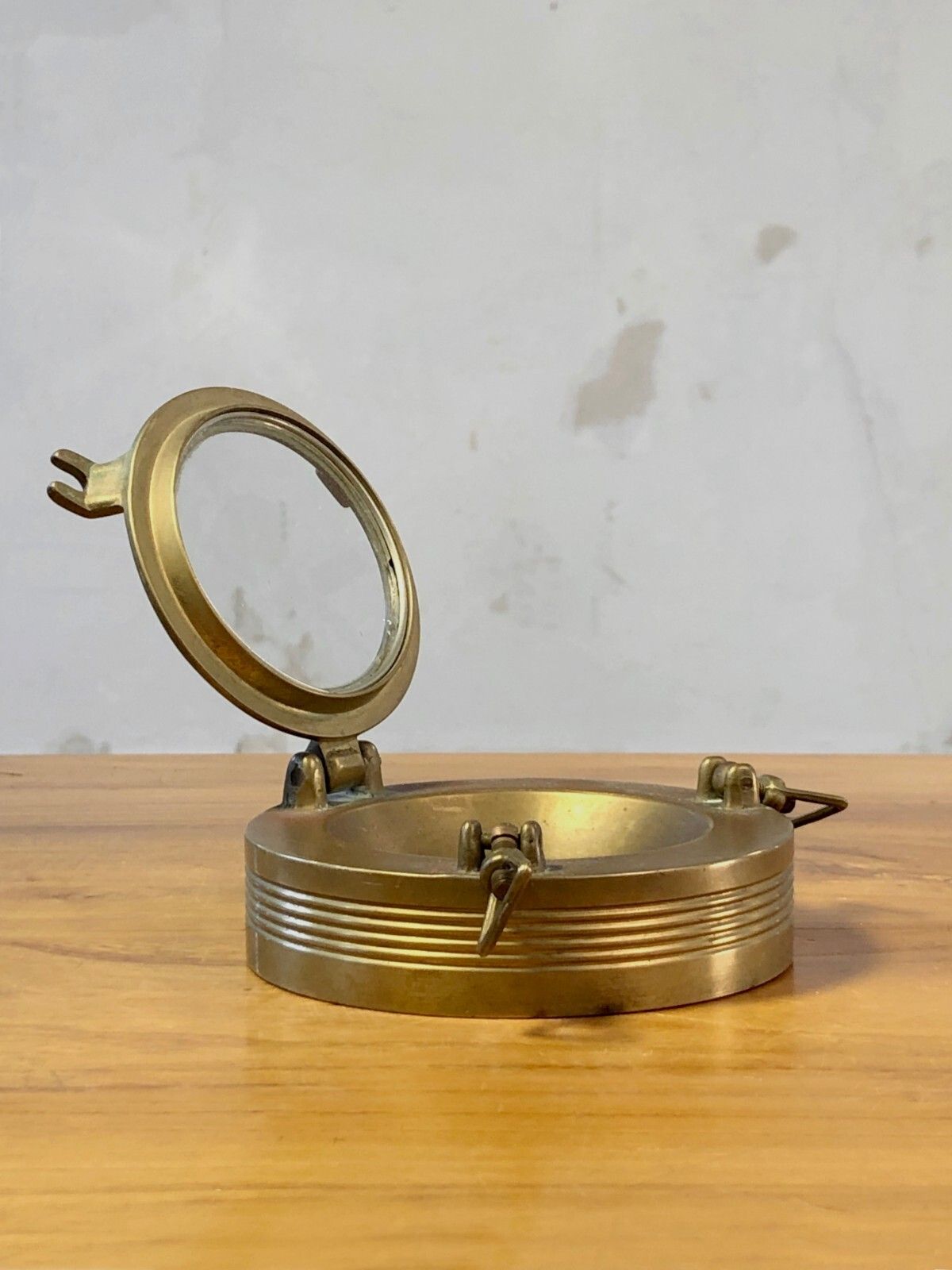 1960 Art Deco Modernist Shabby Chic Bronze Window Ashtray Adnet Hermes photo Home Decor