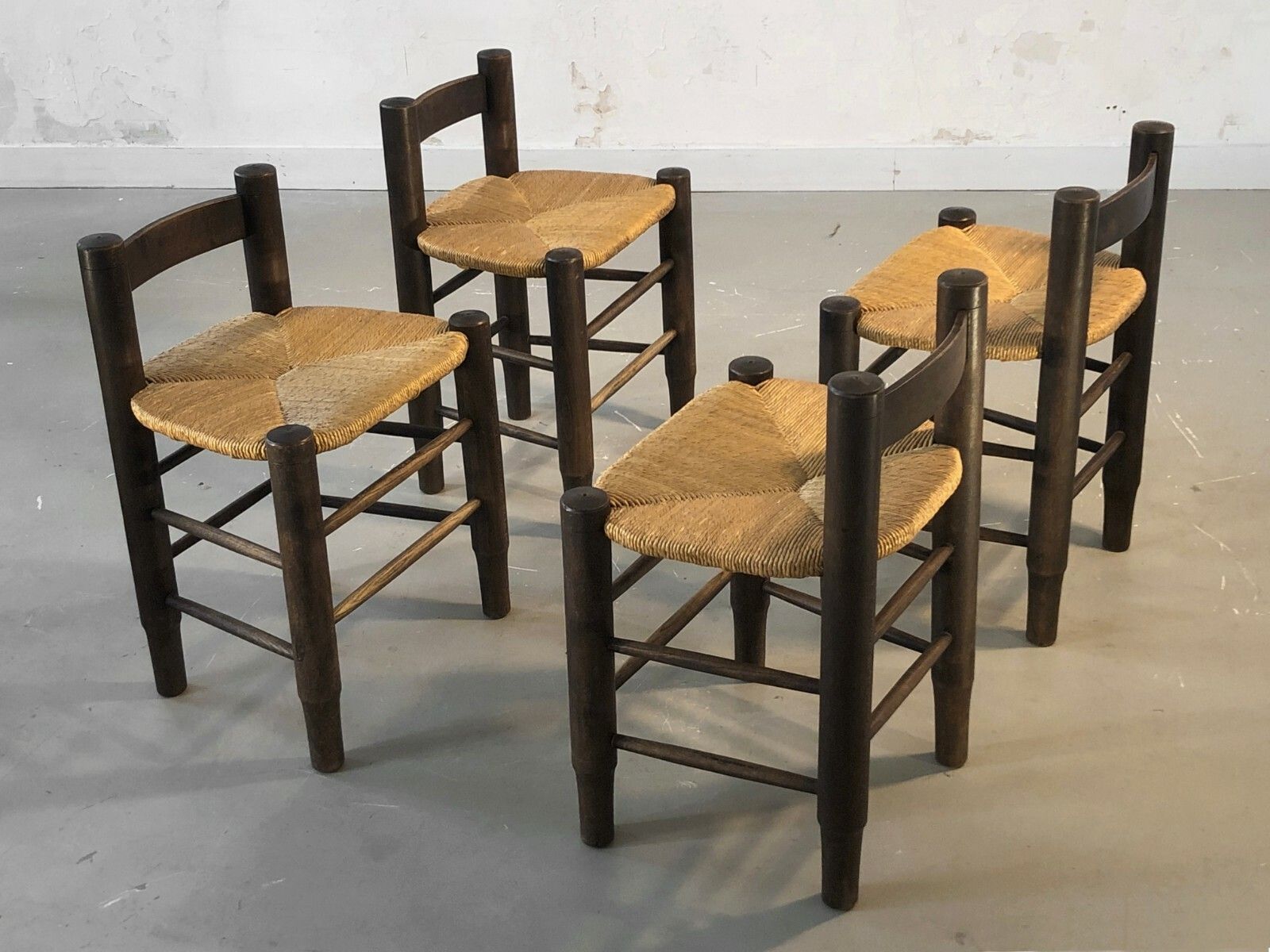 1950 Charles Dudouyt 4 Chairs Stools Modernist Brutalist Chapo Perriand photo vinterior