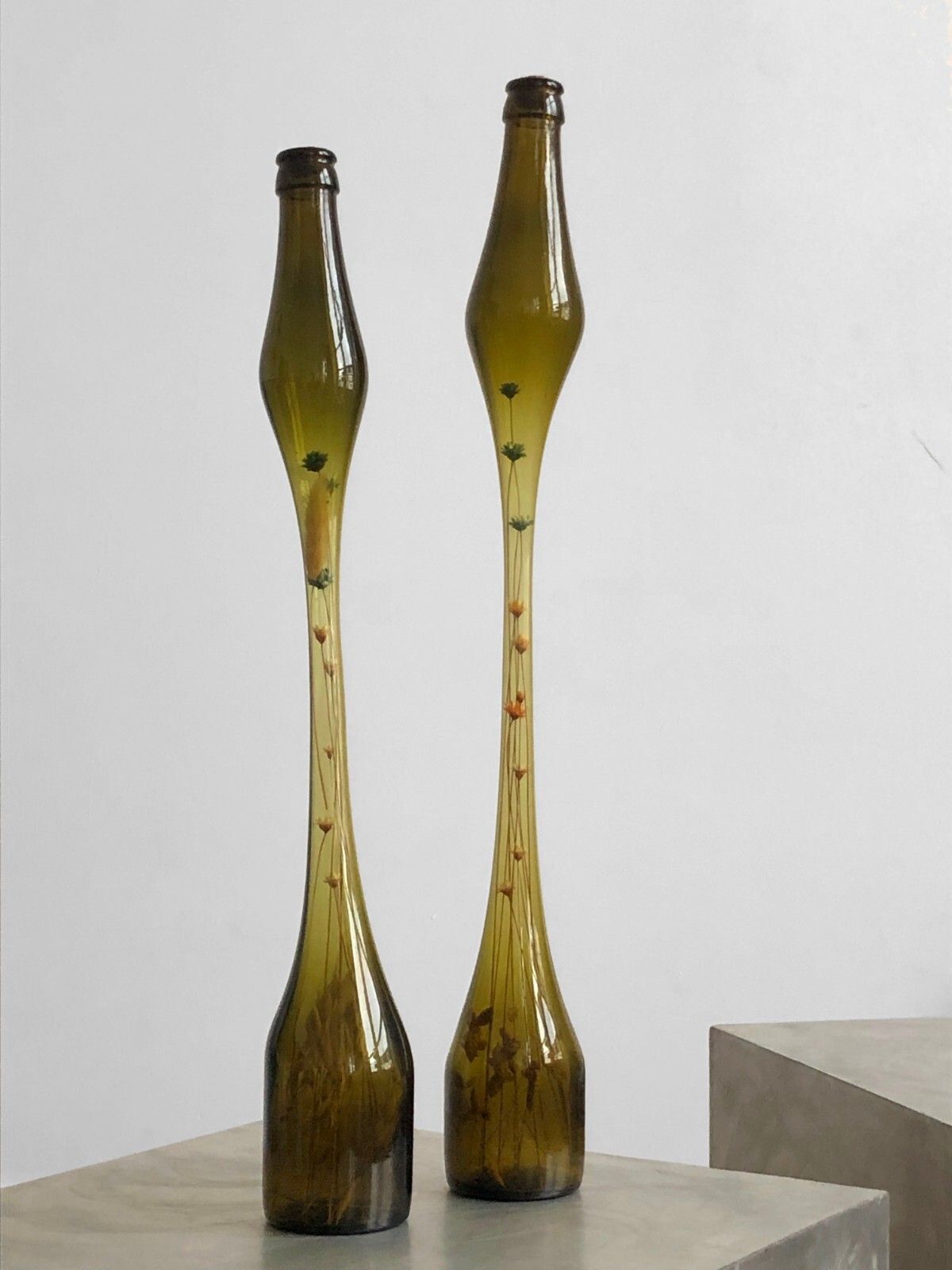 1960 2 Modernist Free Form Glass Bottle Vases Morin Ruelland Biot Murano photo buy