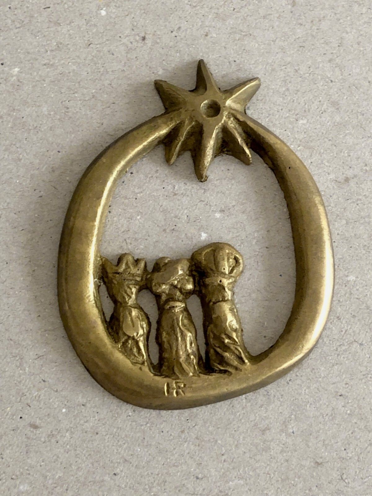 1980 90 Hr 1/4 Locket Sculpture Shabby Chic Bronze Brutalist Free Figure photo for sale