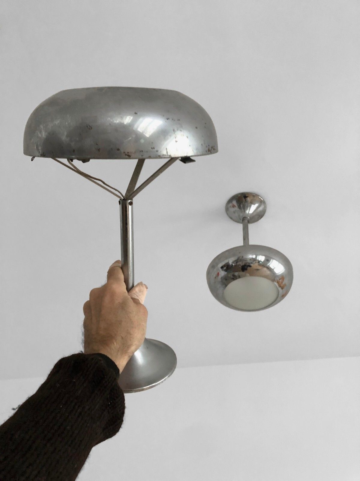 1930 2/2 Suspension Chandelier Art Deco Modernist Bauhaus Cubiste Adnet Perzel photo vinterior