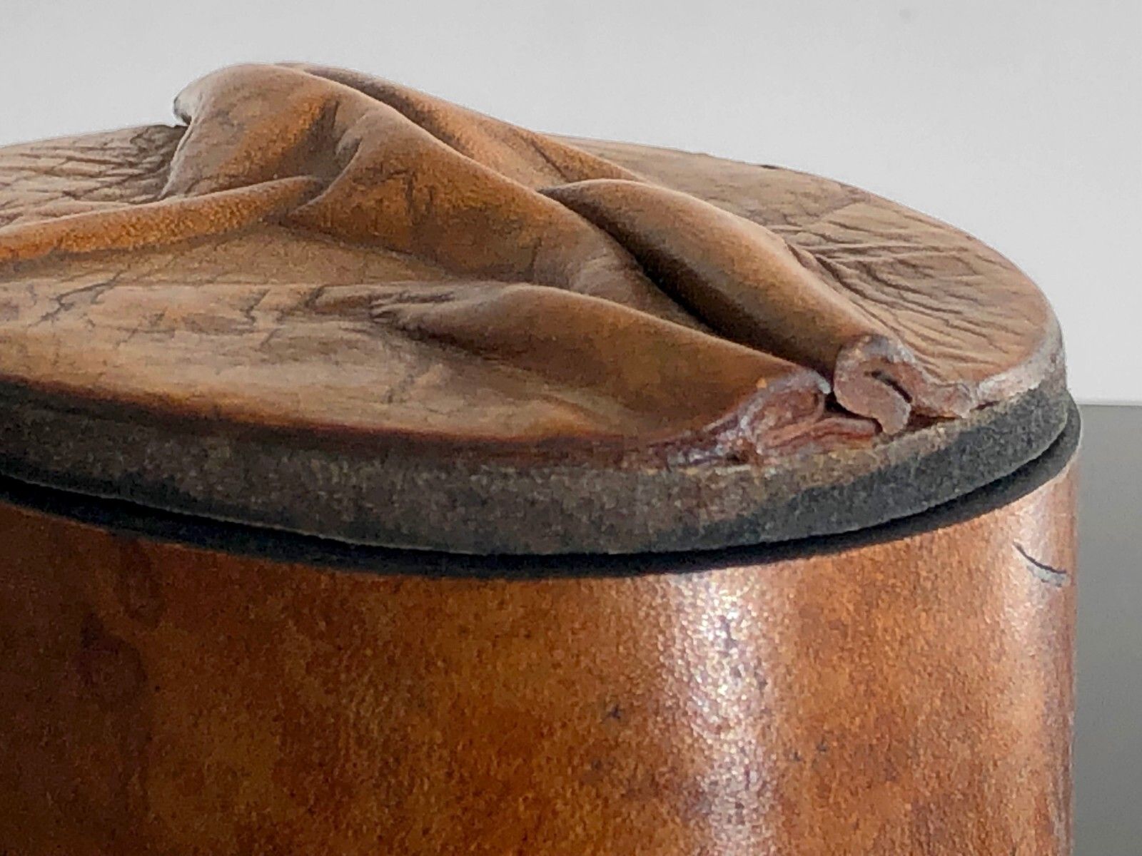 photo for sale 1990 Mzg Sexy Leather Sculpture Box Free Form Brutalist Free Form Shabby Chic