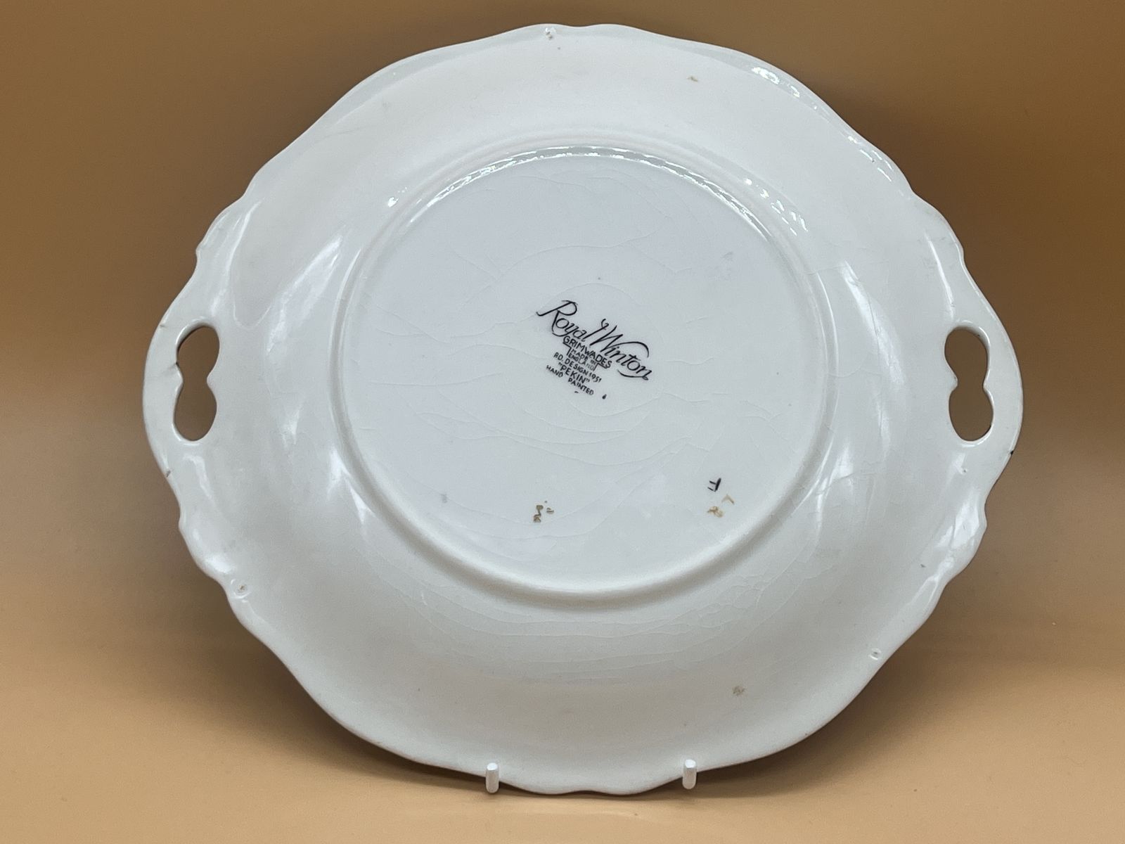Vintage Royal Winton Pekin Chintz Hand Painted Cake / Sandwich Serving Plate. C1950. photo for sale