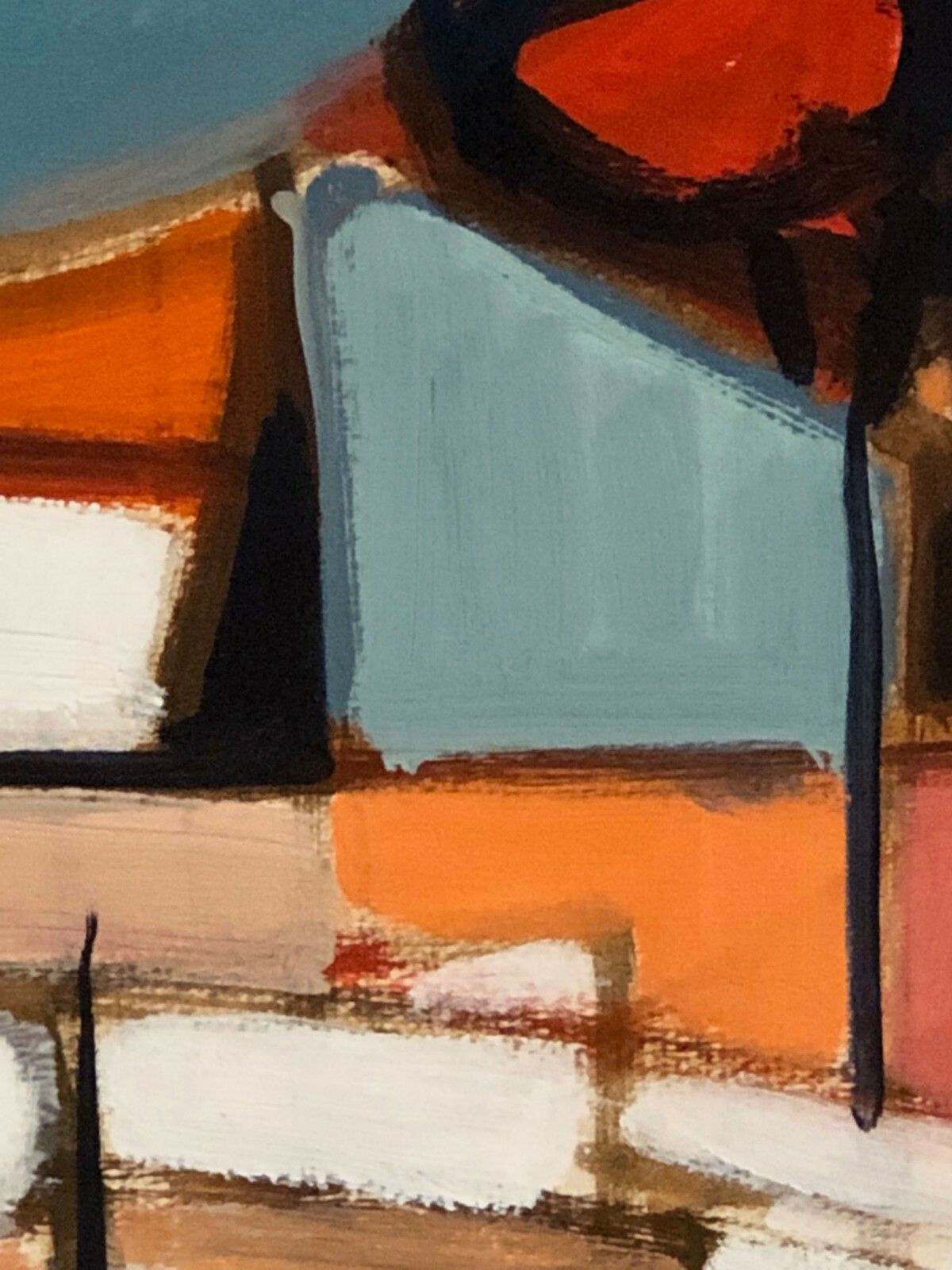 photo furniture 1950 E. Whisle 1/2 Gouache Expressionist Abstract Form Free Cubist Painting