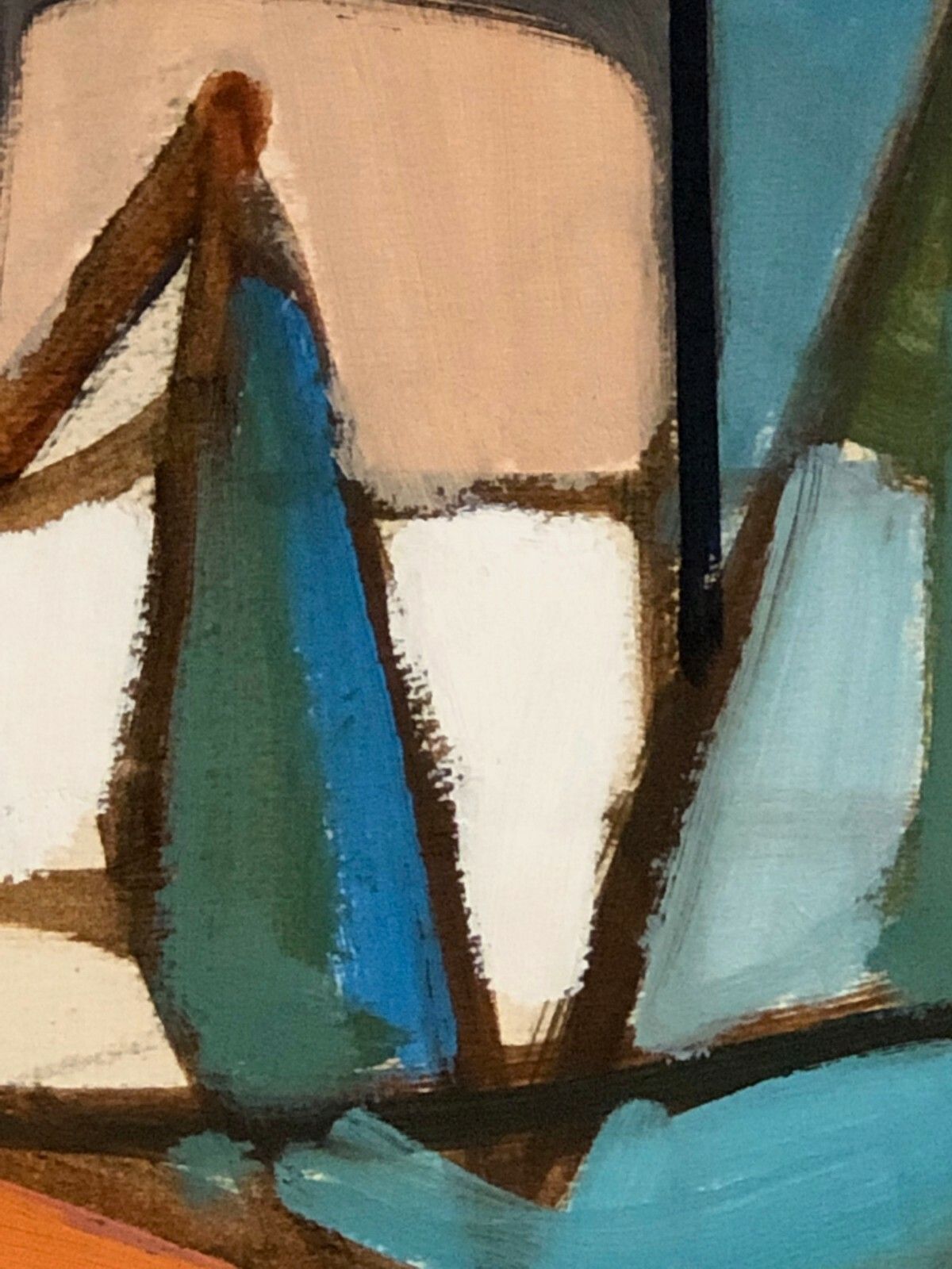 Art 1950 E. Whisle 1/2 Gouache Expressionist Abstract Form Free Cubist Painting photo