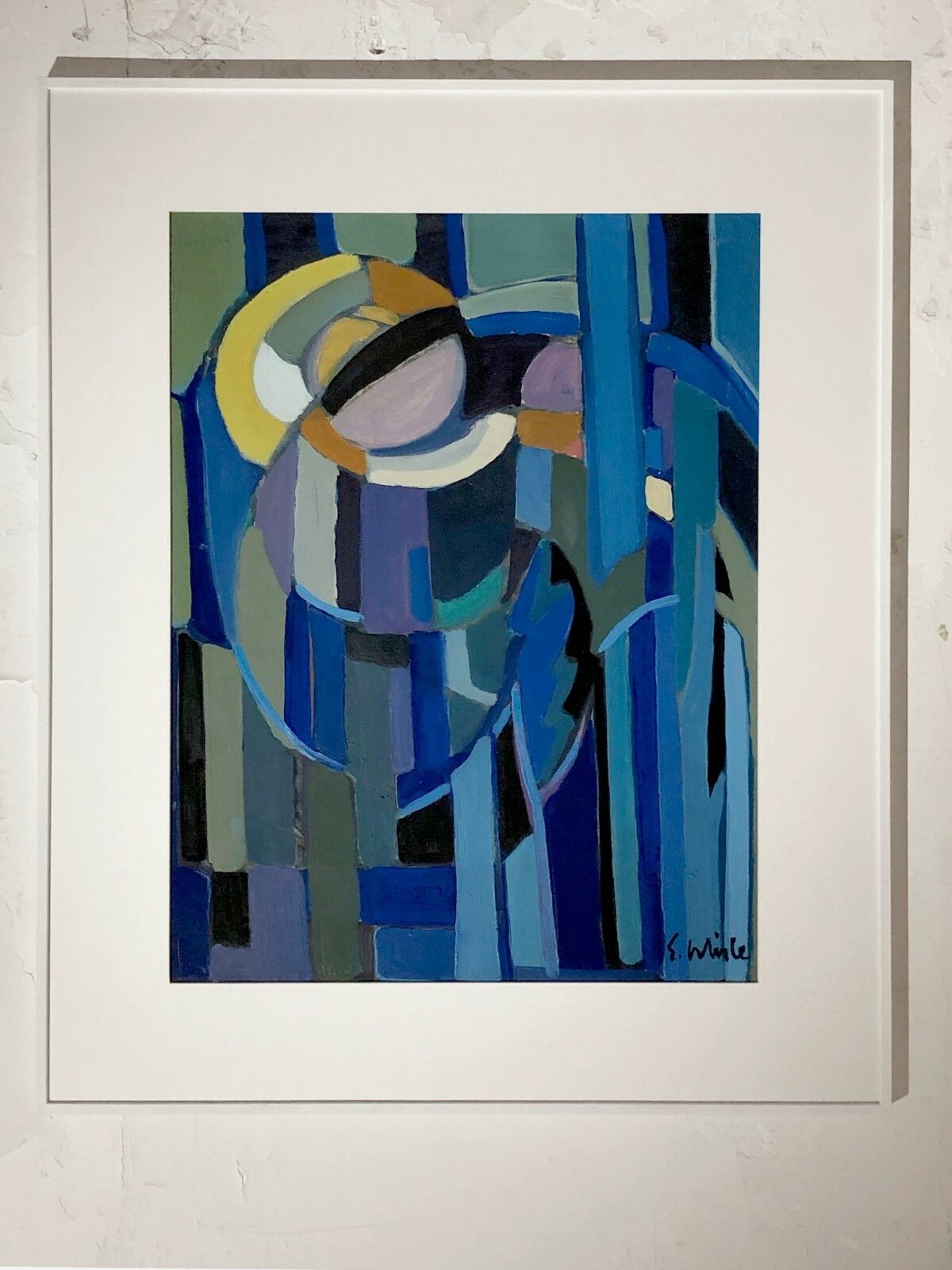 3032.0 1950 E. Whisle 1/2 Gouache Expressionist Abstract Form Free Cubist Painting photo