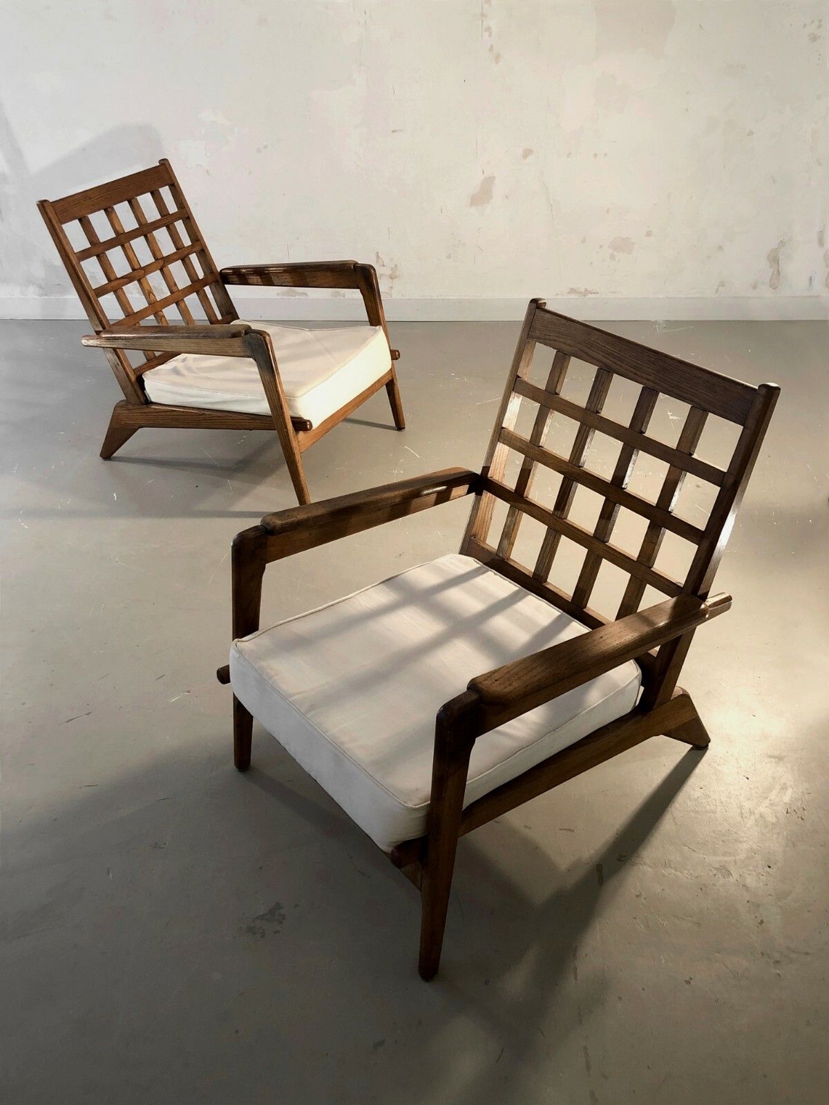 photo for sale 1960 2 Modernist Chairs Reconstruction Bauhaus René Gabriel Guariche Chapo