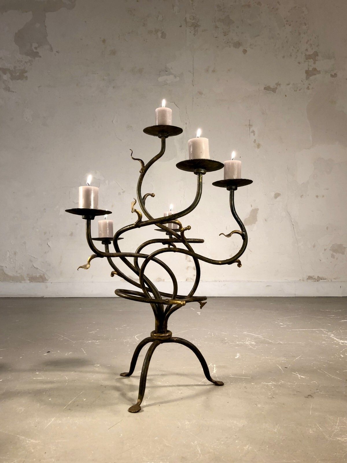 1990 Bougeoir Post Modernist Sculpture Brutalist Shabby Chic Candlestick photo Home Decor