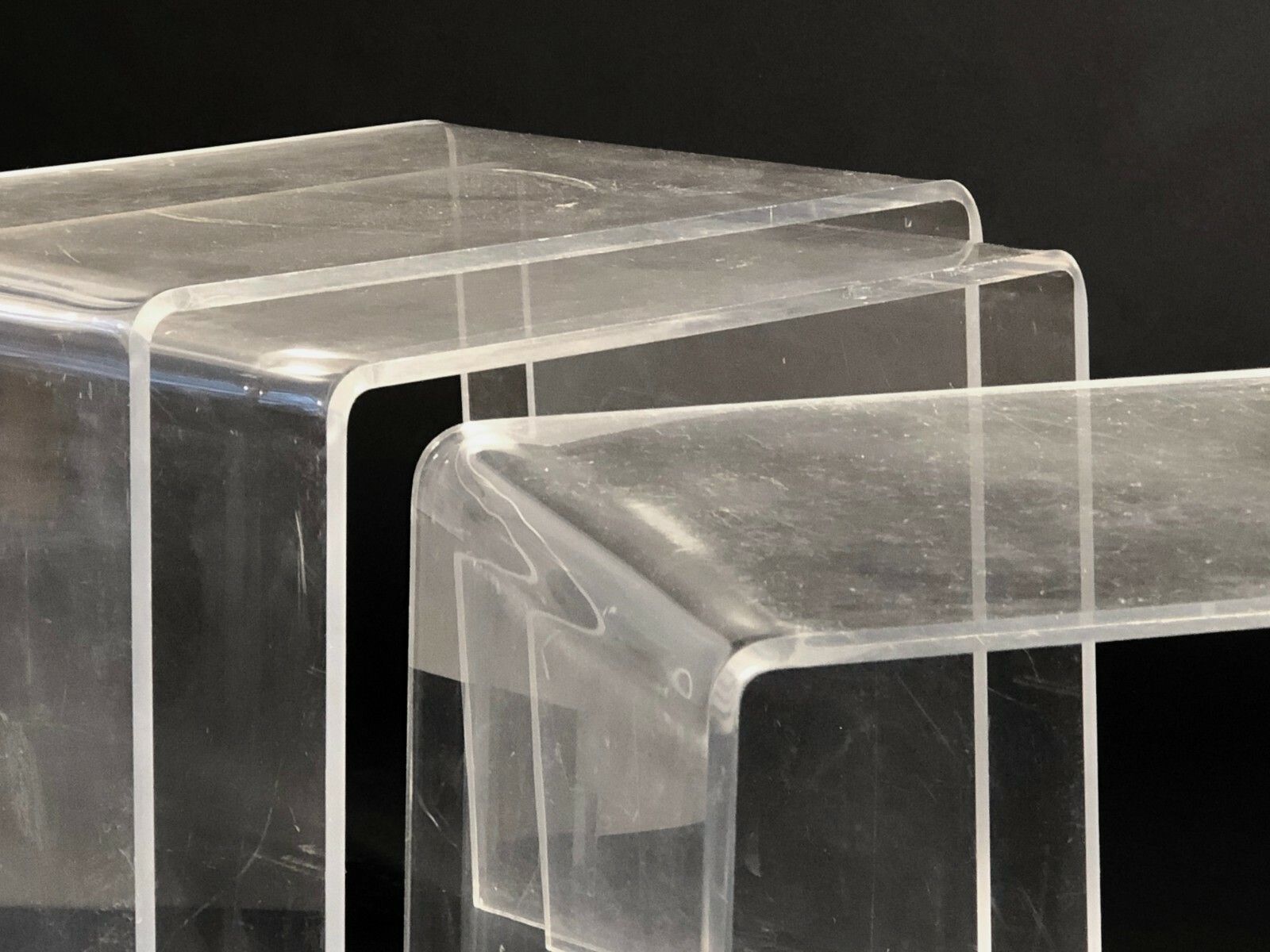 1970 3 Gigogne Modernist Shabby Chic Plexiglas Lucite Bass Table Kappa Dumas photo Furniture