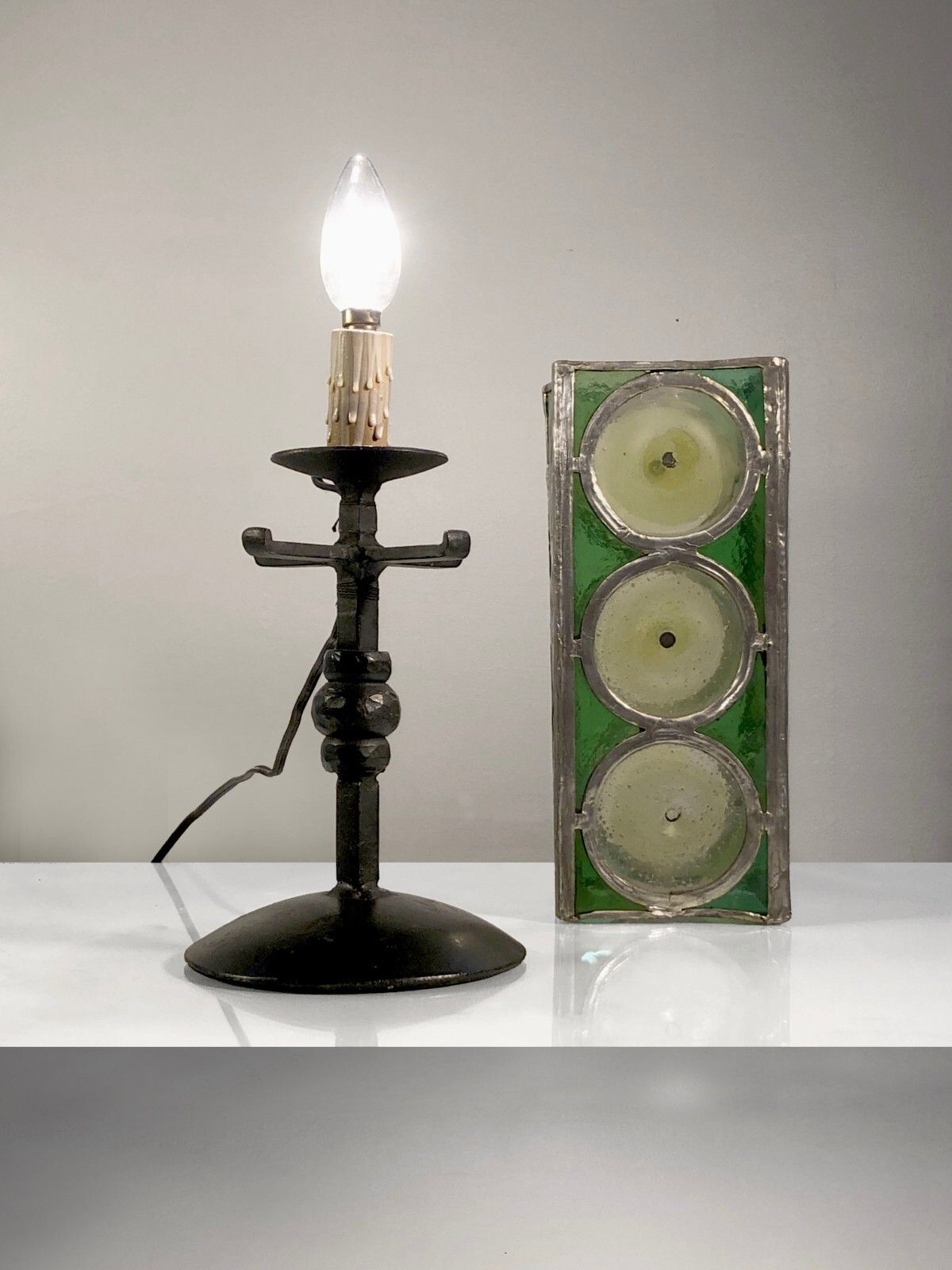 photo vinterior 1960 Modernist Lamp Brutalist Glass Stained Glass Morin Avoinet Marolles Jean Touret
