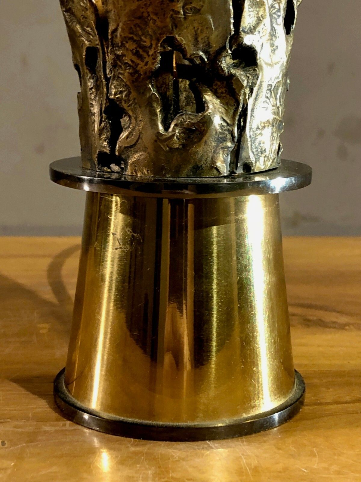 1970 Art Deco Modernist Brutalist Shabby Chic Flame Sculpture Lamp Arlus photo buy