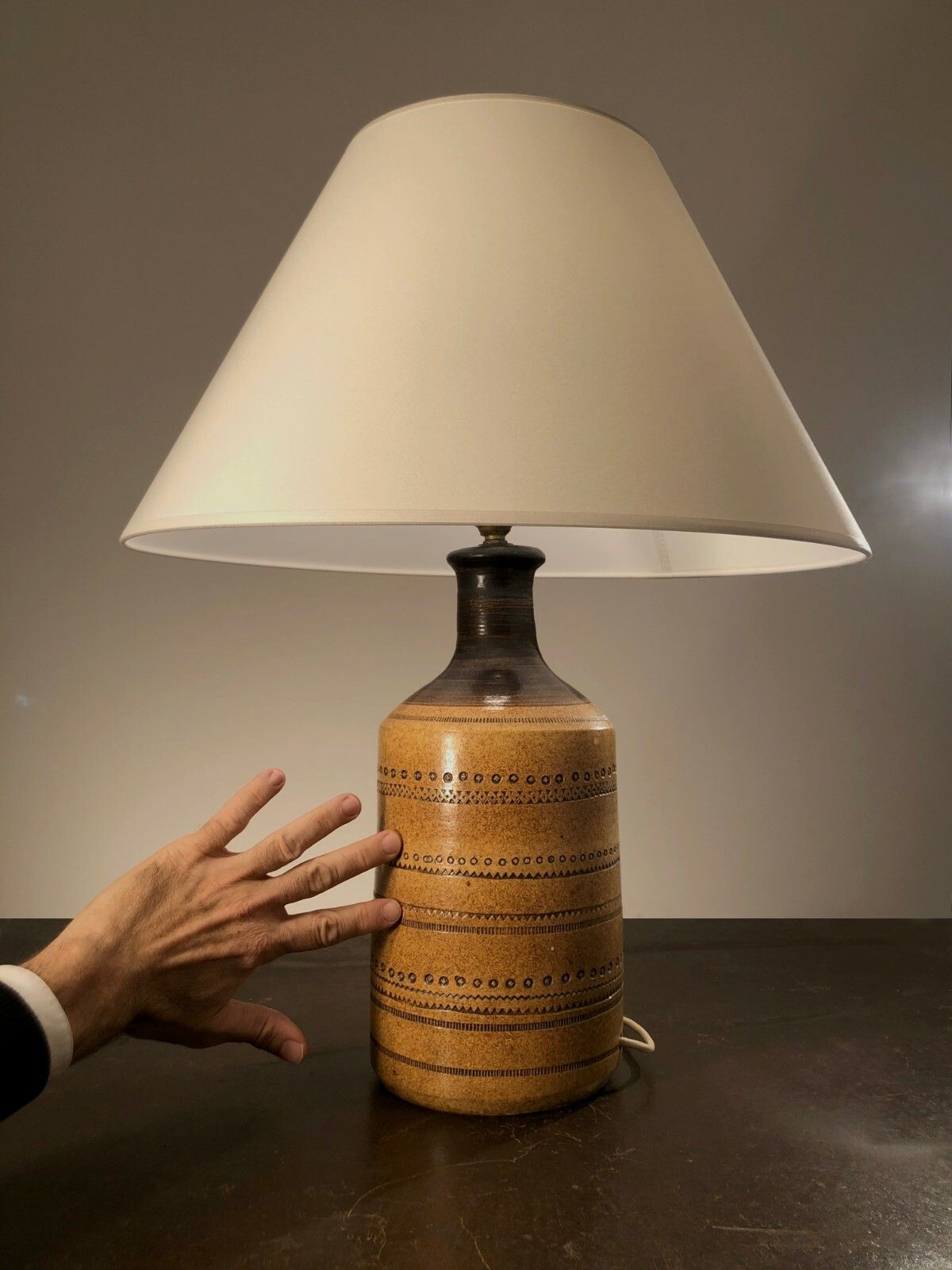 1950 Modernist Folk Art Ceramic Lamp Accolay Pelletier Vallauris photo vinterior