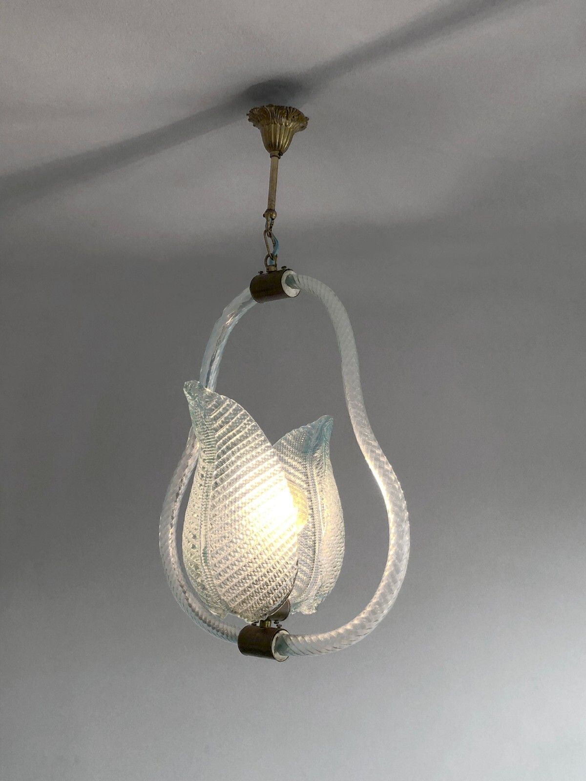 Lighting 1970 Barovier & Toso Murano Art Deco Shabby Chic Neo Classical Chandelier Suspension photo