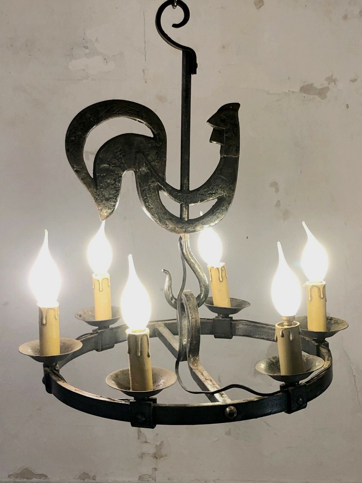 1950 Jp Ryckaert Chandelier Suspension Folk Art Brutalist Shabby Chic Marolles photo furniture