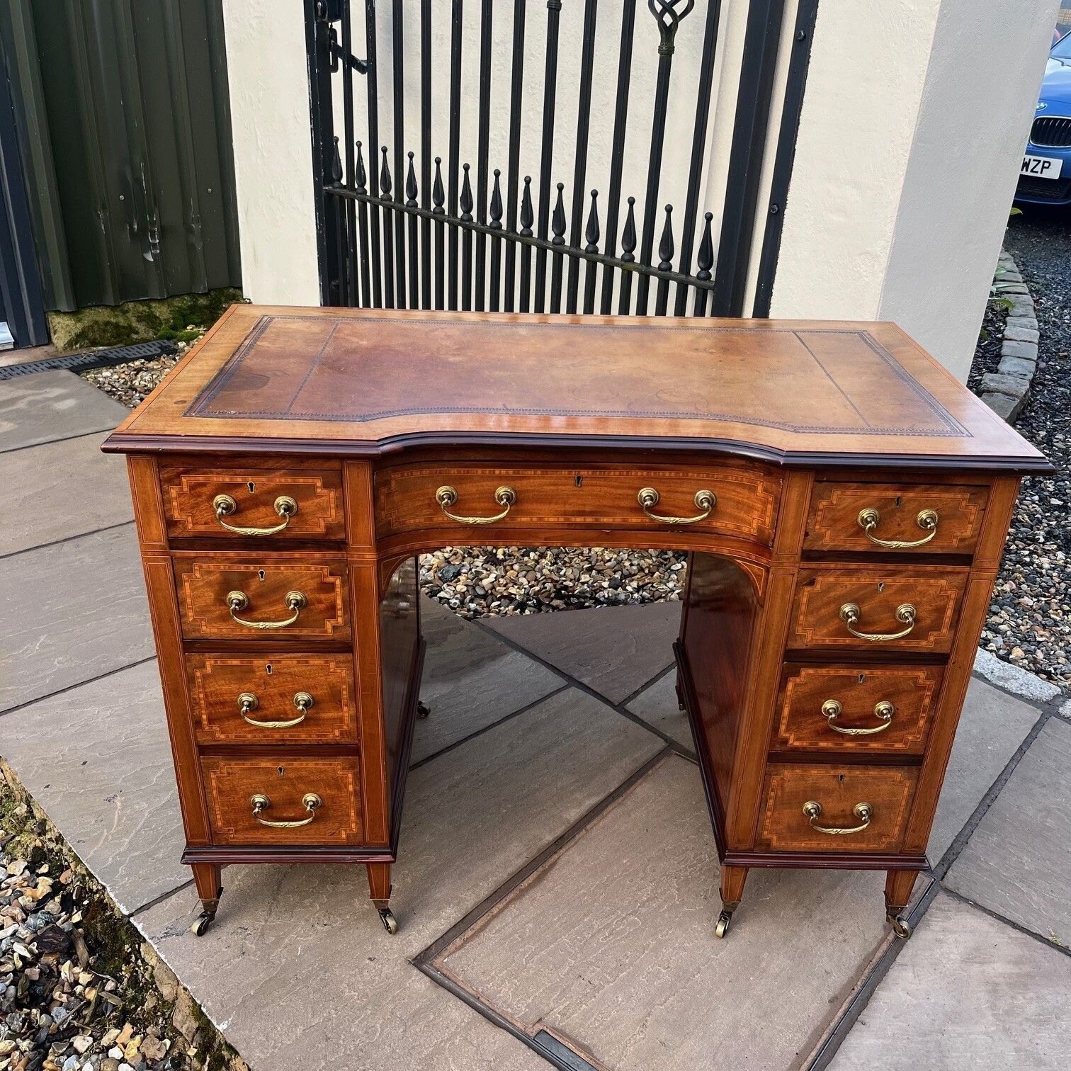 Edwardian Period Mahogany Inlaid Writing Desk photo furniture