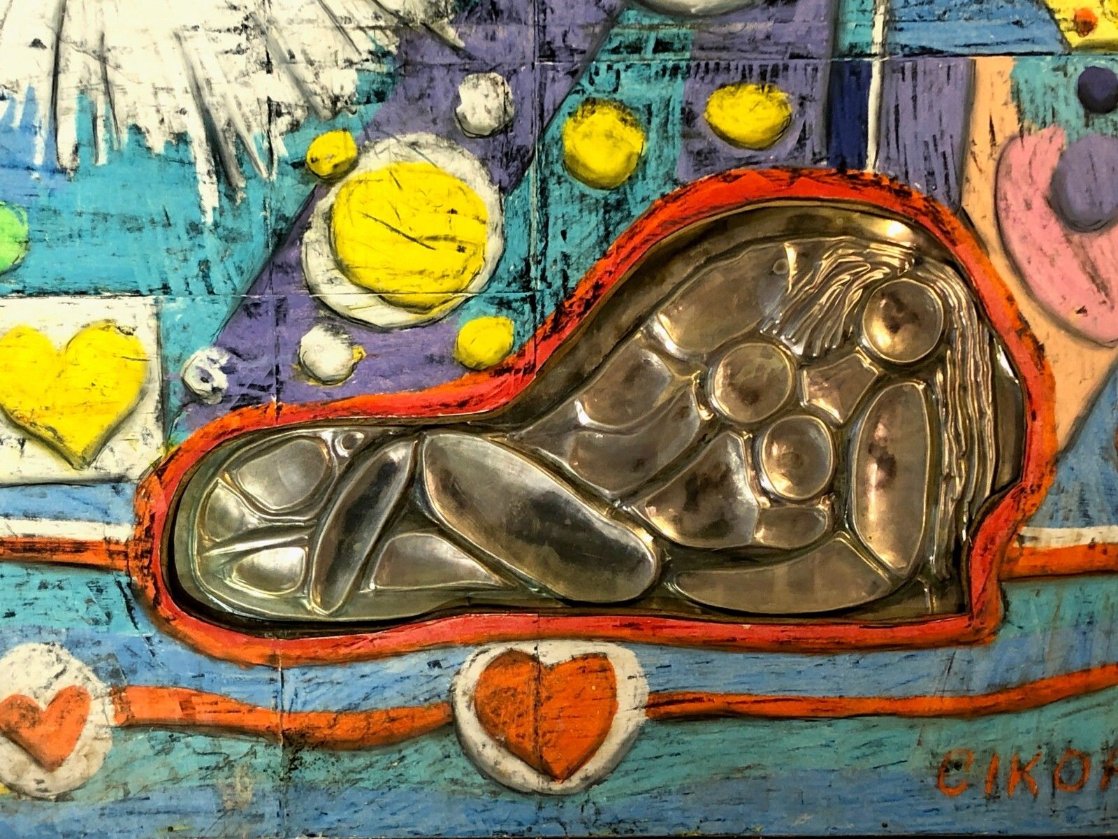 1990 Cikorp Painting "Les Stridulations" Free Figuration Graffiti Art Pop photo vintage