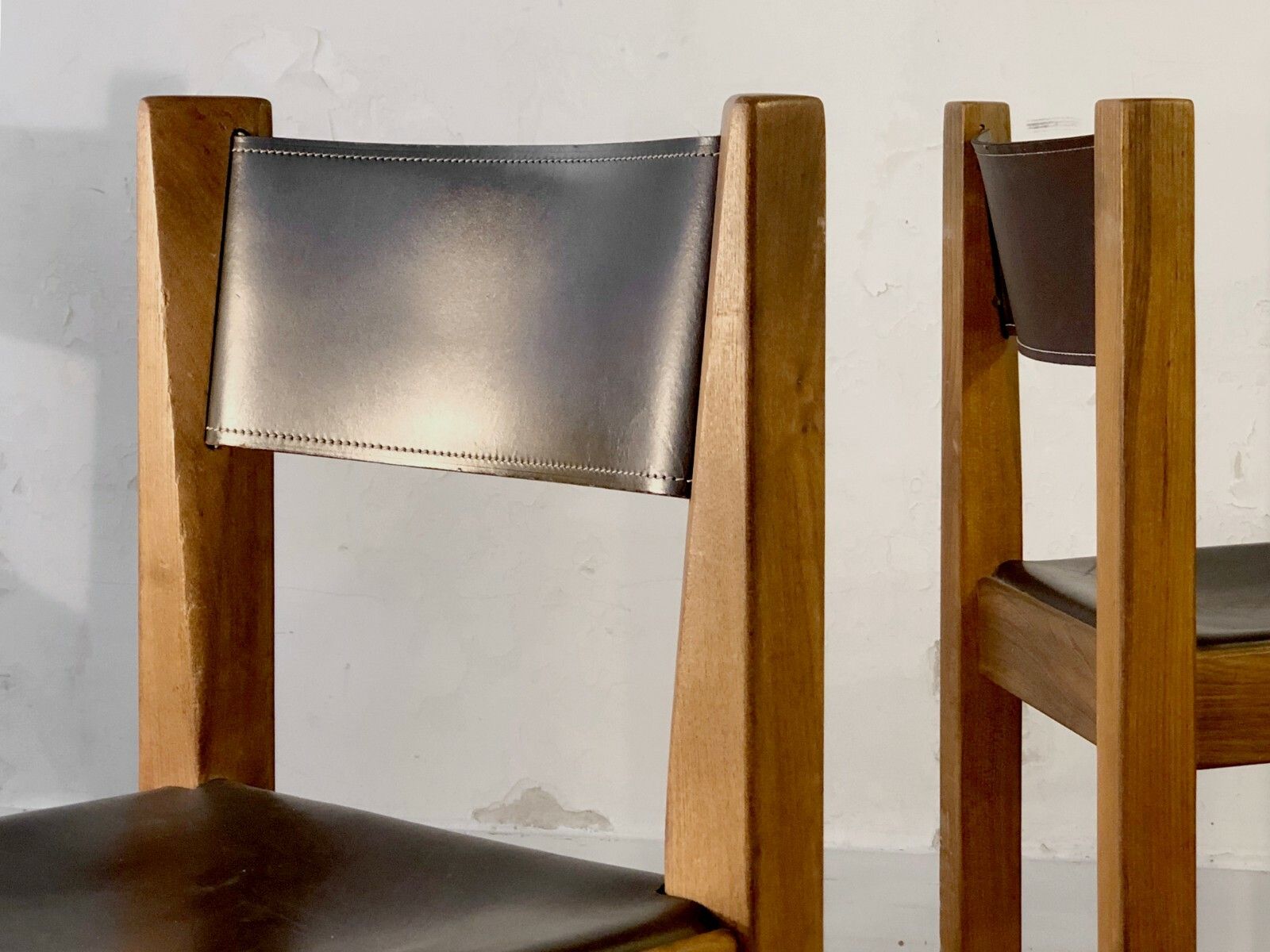 1970 Michel Millleret L'orme 4 Chairs Modernist Elm Chapo Perriand Regain photo furniture