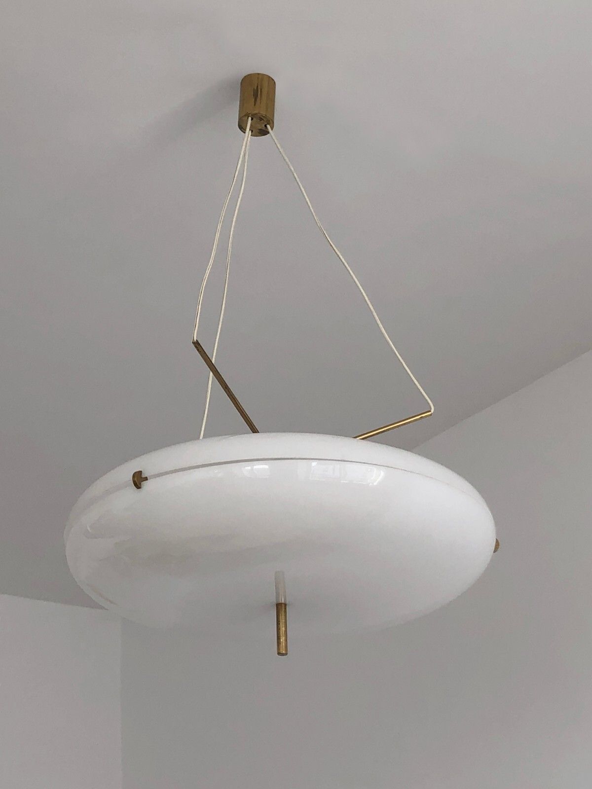 1950 Stilnovo Suspension Chandelier Modernist Space Age Arteluce Disderot Sarfatti photo Lighting