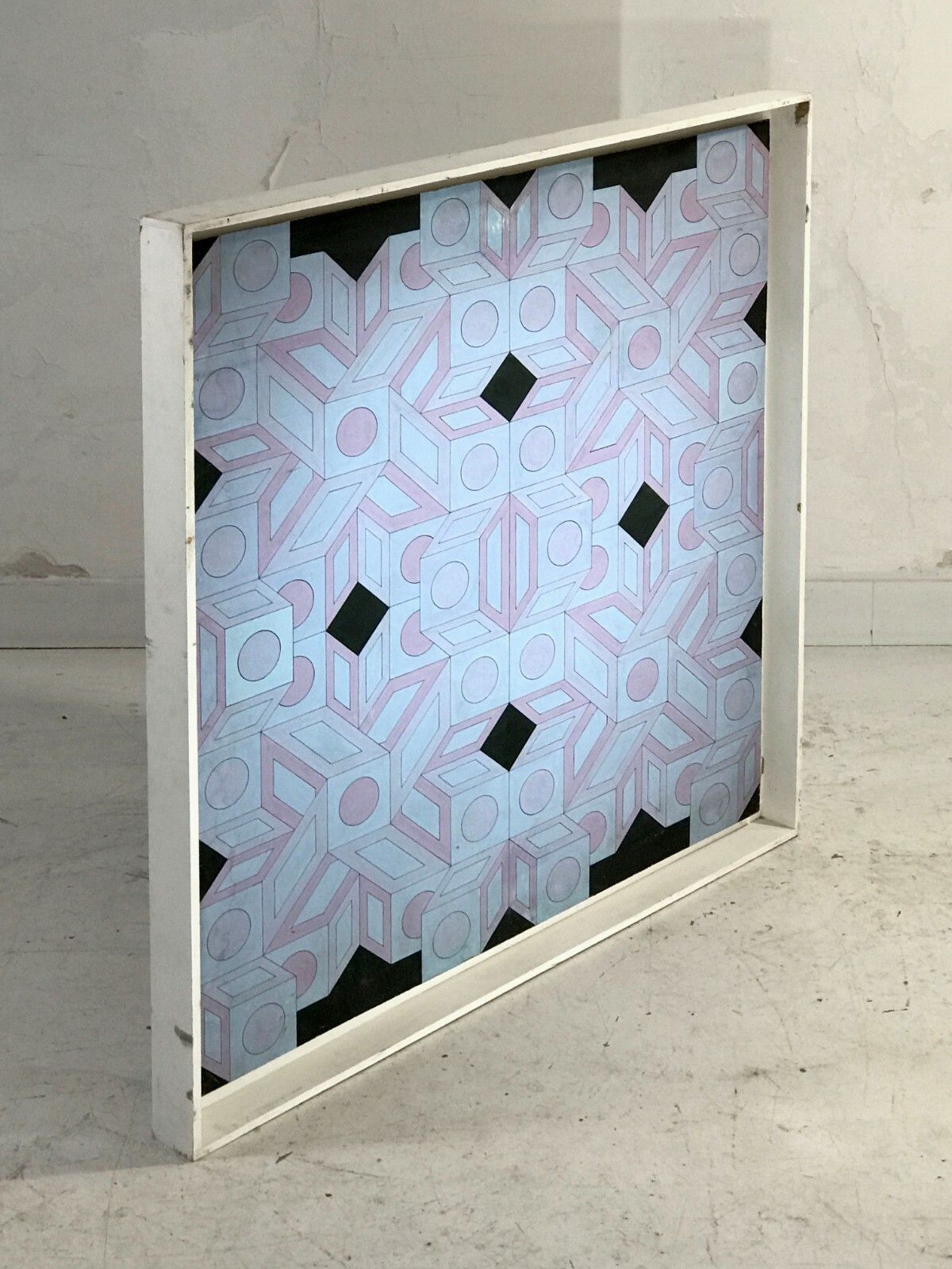1970 Guy Poppaz Kinetic Painting Geometric Abstraction Optical Art Opart photo 5053.0