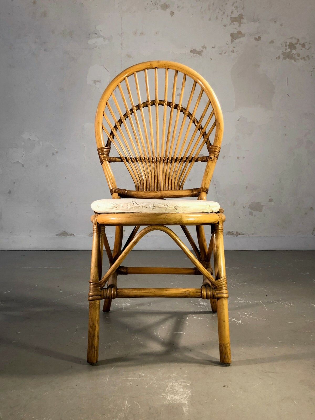 photo for sale 1960 1970 4 Bamboo Chairs Folk Art Modernist Shabby Chic Audoux Minnet