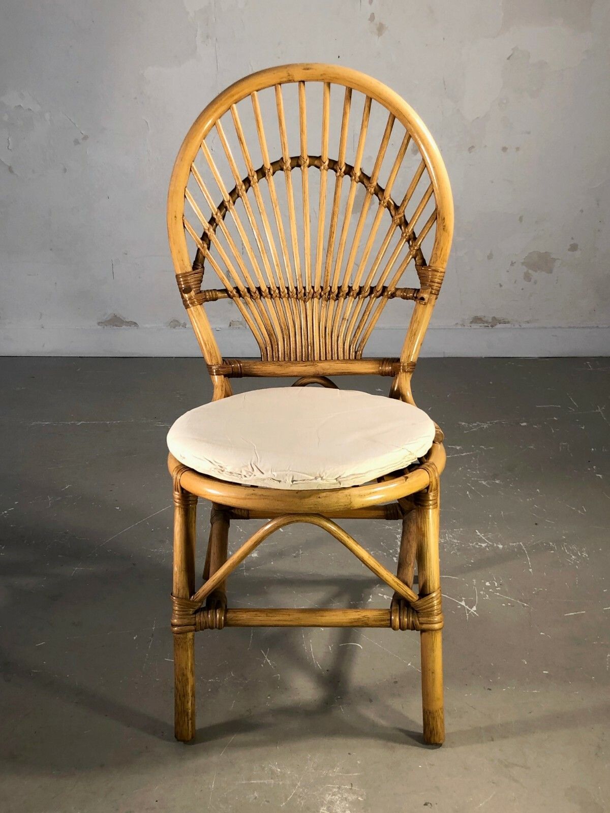 Furniture 1960 1970 4 Bamboo Chairs Folk Art Modernist Shabby Chic Audoux Minnet photo