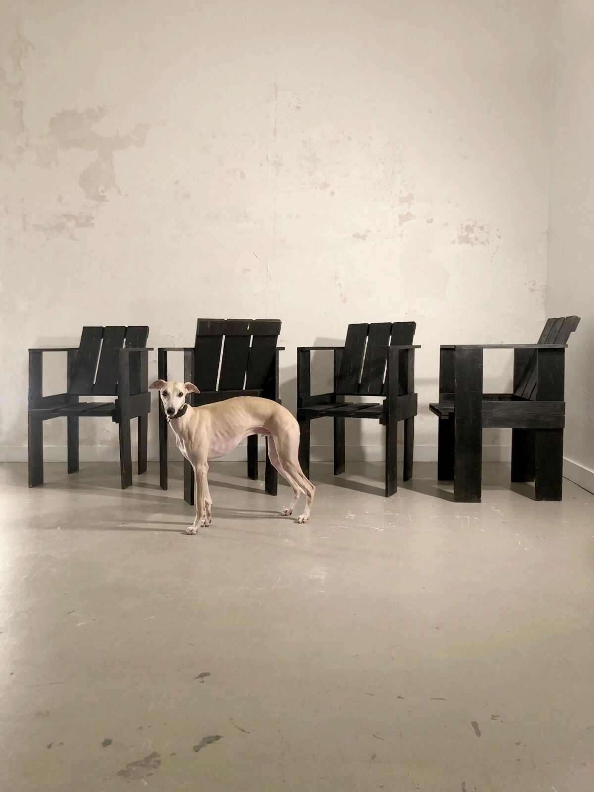 1970 Gerrit Rietveld 4 Chairs Crate Modernist Brutalist De Stijl Brutalist
