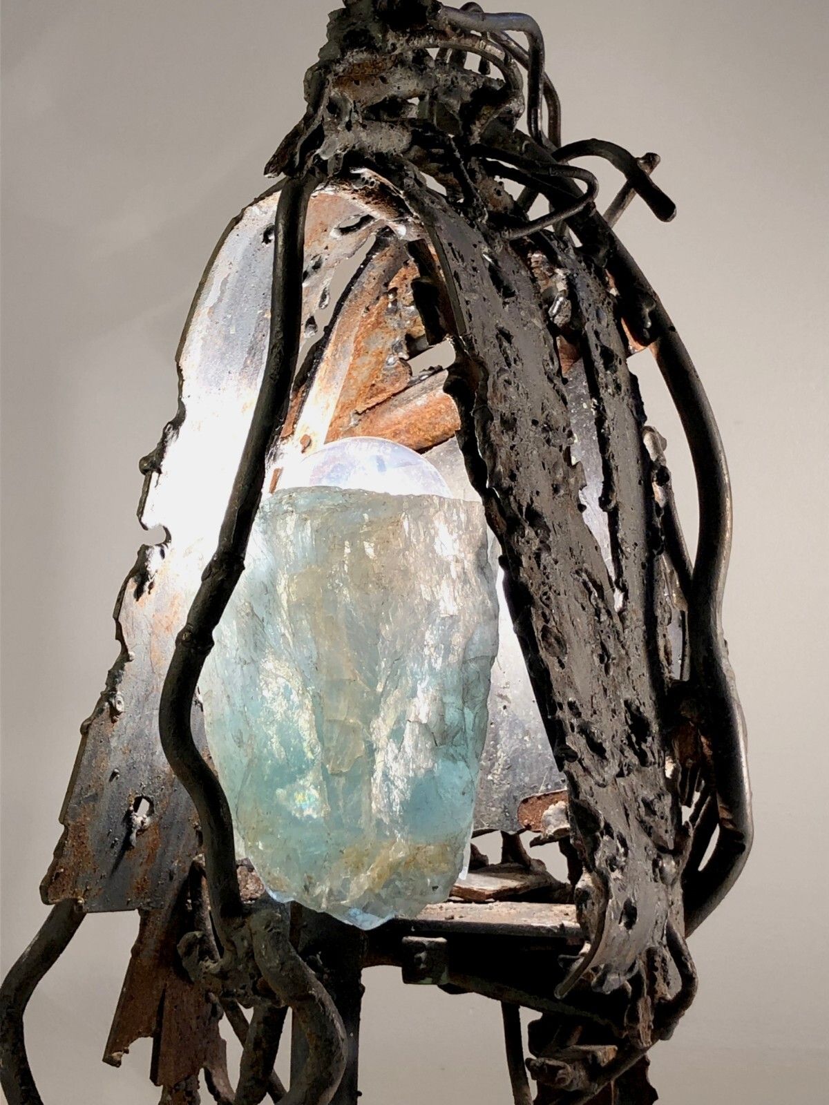 1980 Samuel Schlosser Dit Contini Lamp Sculpture Brutalist Shabby Chic photo for sale
