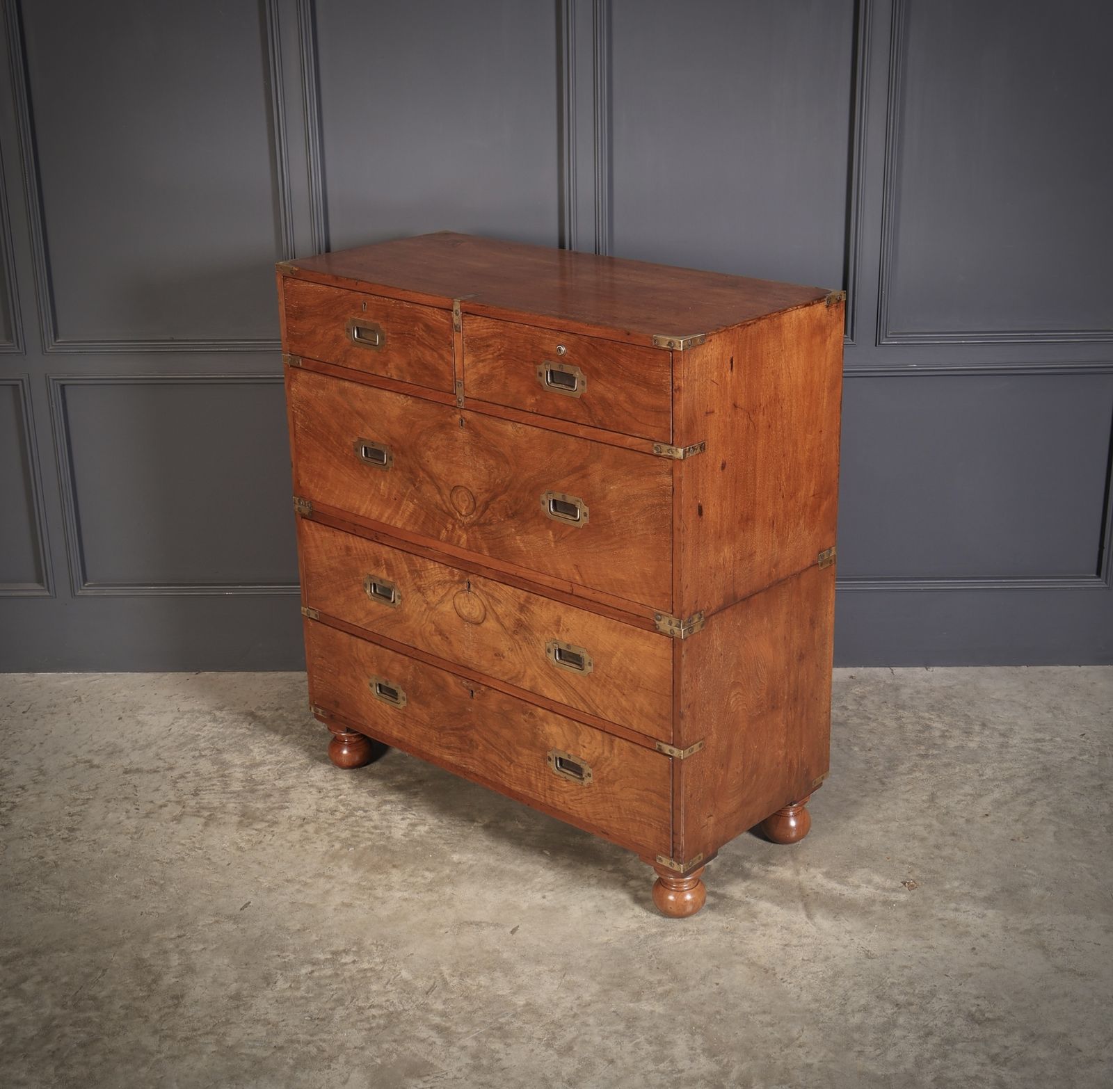 Rare Figured Walnut Military Campaign Chest photo buy
