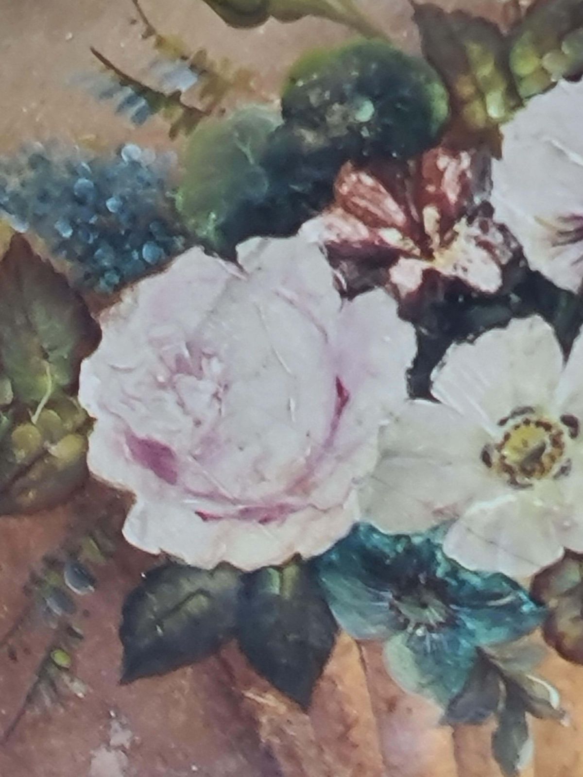 Hand Painted Terracotta Plaque, Longpark, Torquay, Basket Of Flowers photo Art