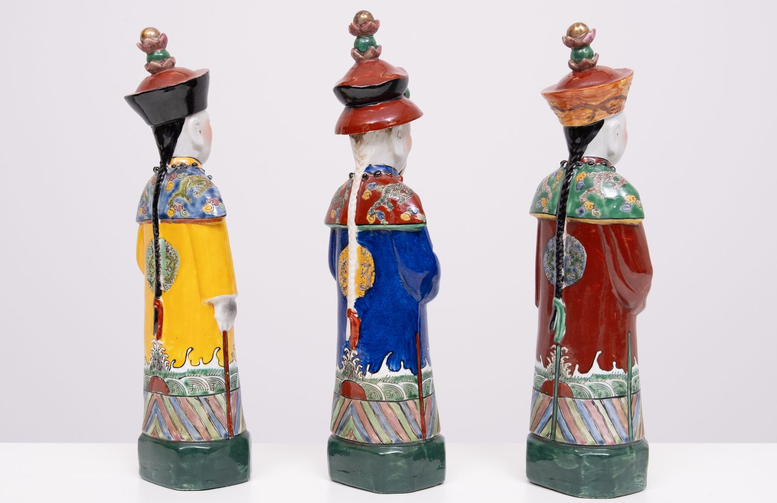 Set Van 3 Chinese Porseleinen Decoratieve Figuren In Qing Stijl photo buy