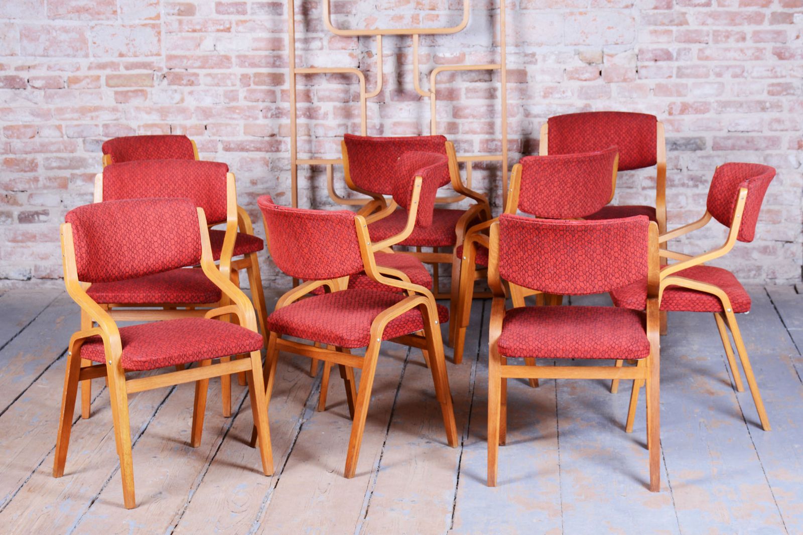 Set Of Ten Original Mid Century Chairs, By Ludvik Volak, Maple, Czech, 1960s photo 1800.0