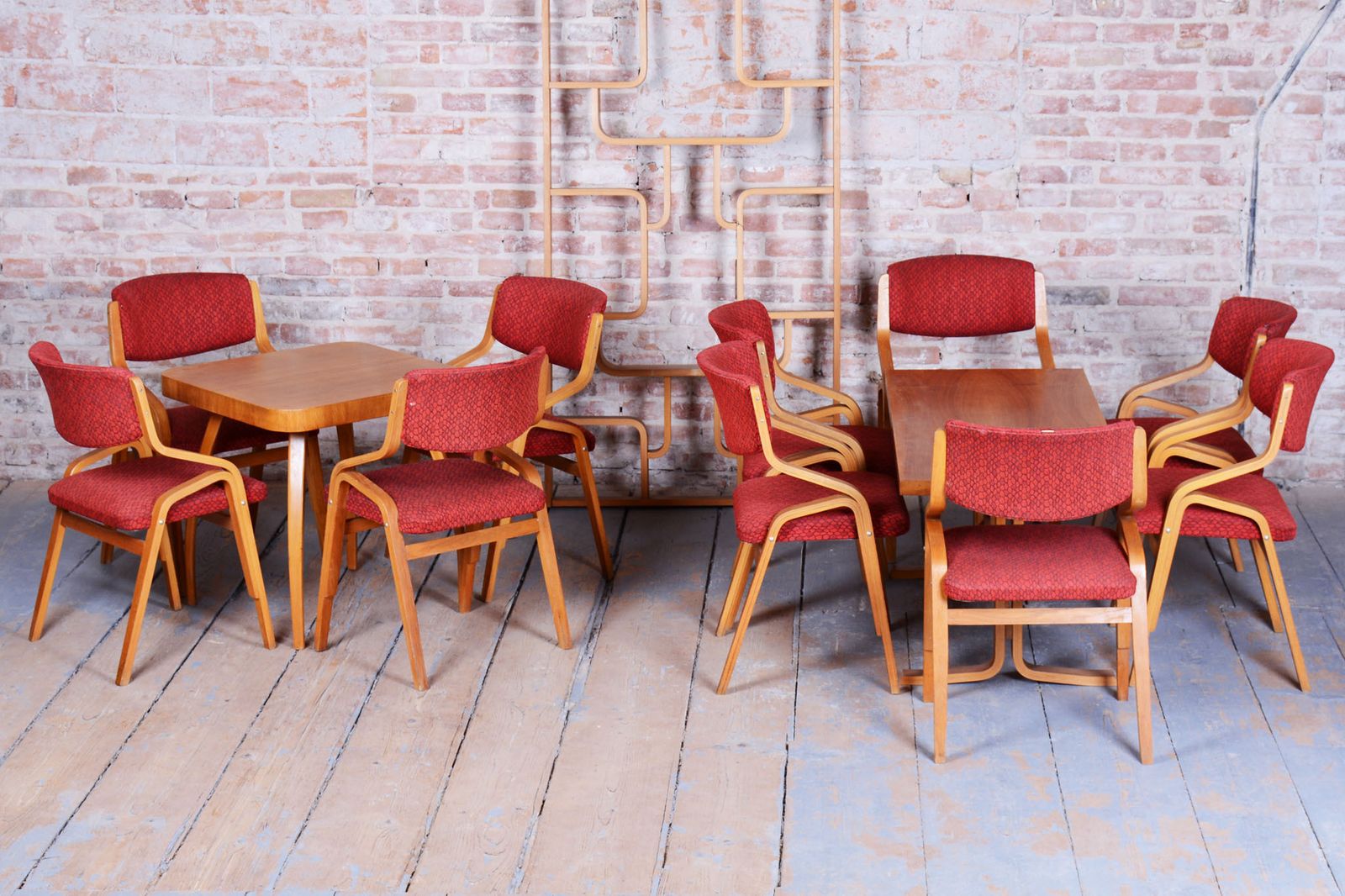 Set Of Ten Original Mid Century Chairs, By Ludvik Volak, Maple, Czech, 1960s photo vintage