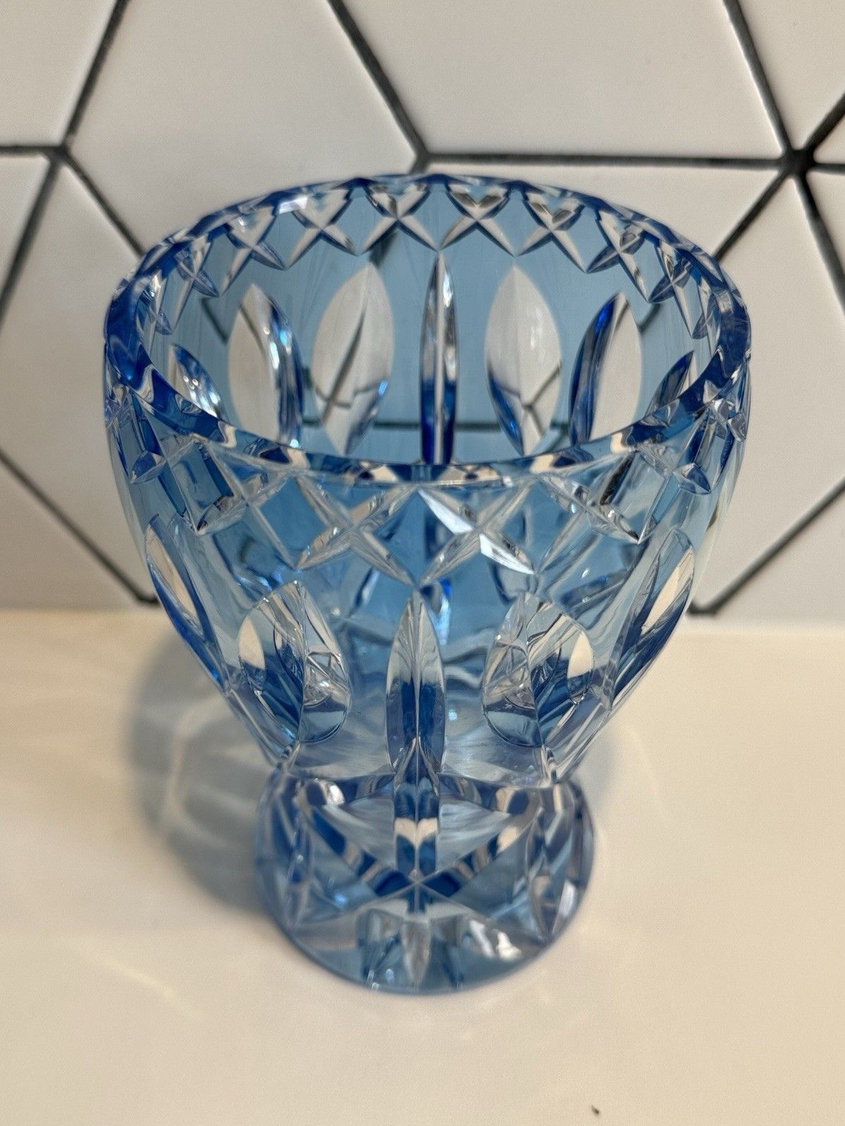 Midcentury Val St Lambert Cobalt Blue Crystal Vase C.1960 photo furniture