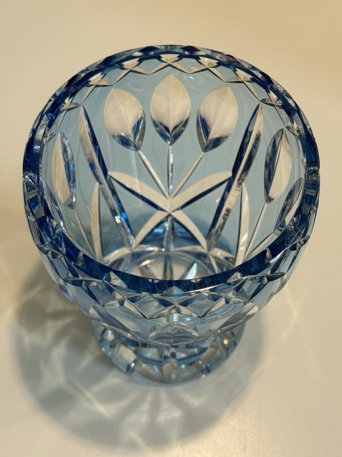 Home Decor Midcentury Val St Lambert Cobalt Blue Crystal Vase C.1960 photo