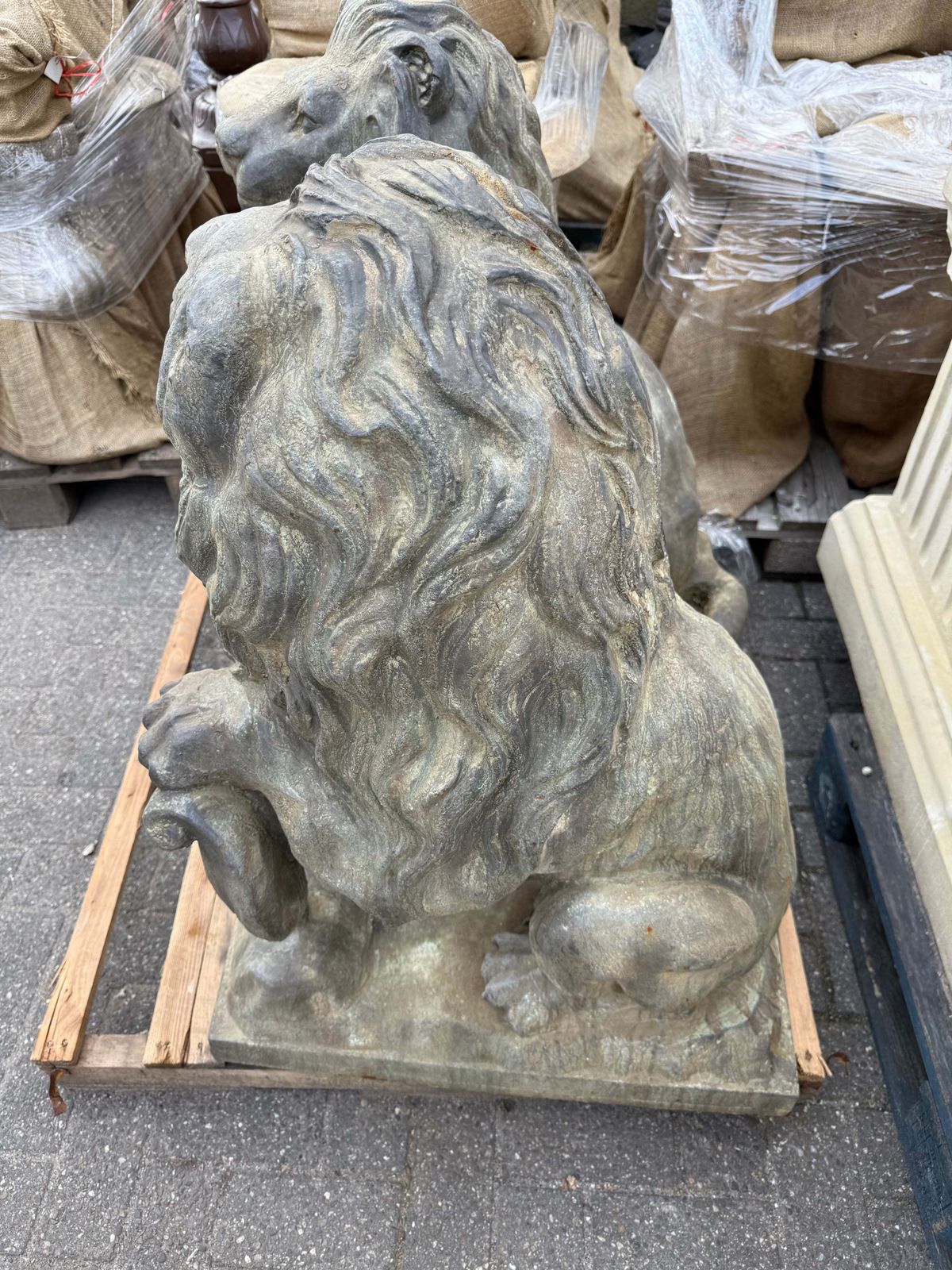 Pair Of Beautiful Bronze Lions Standing 3.5ft Tall photo Garden Decor