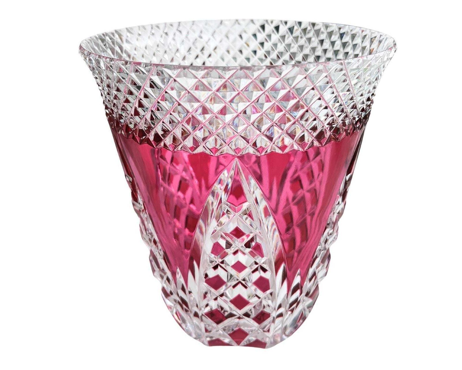 Val Saint Lambert Vase | Pink Crystal | Signed photo for sale