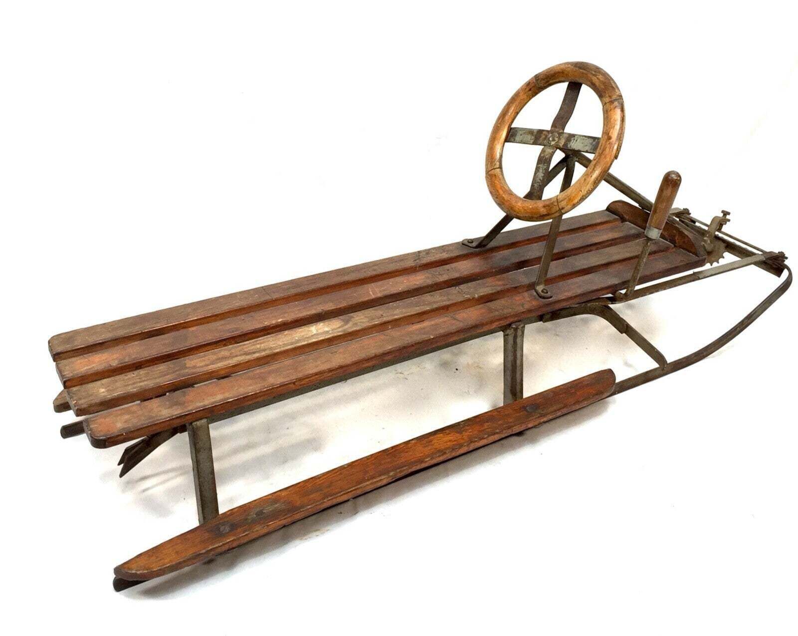 Antique 1940s Childs Wooden Sleigh / Sledge / Vintage Toy / 20th Century photo furniture